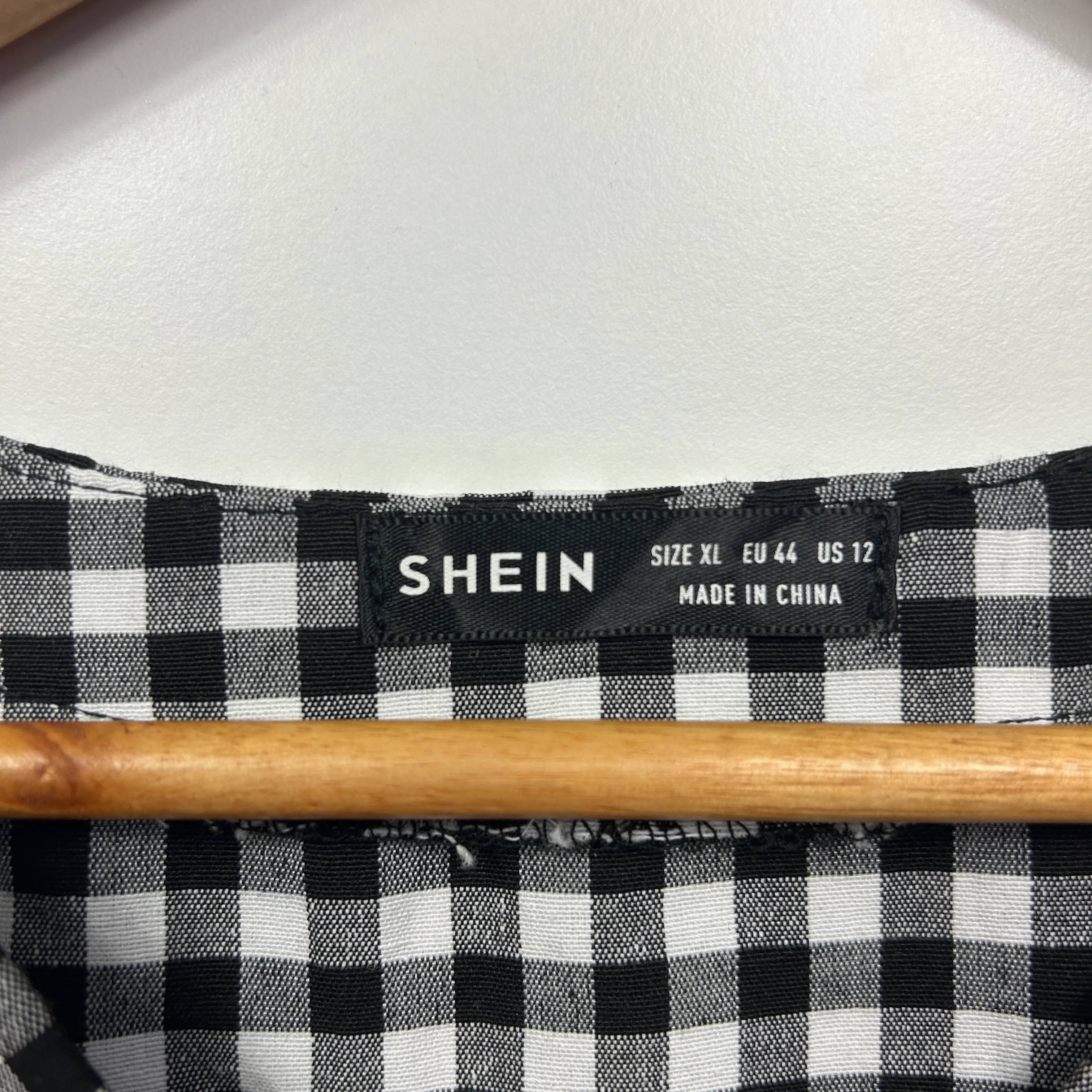 Shein Top Size 14 16 XL Black White Gingham Check Short Sleeve - Image 3