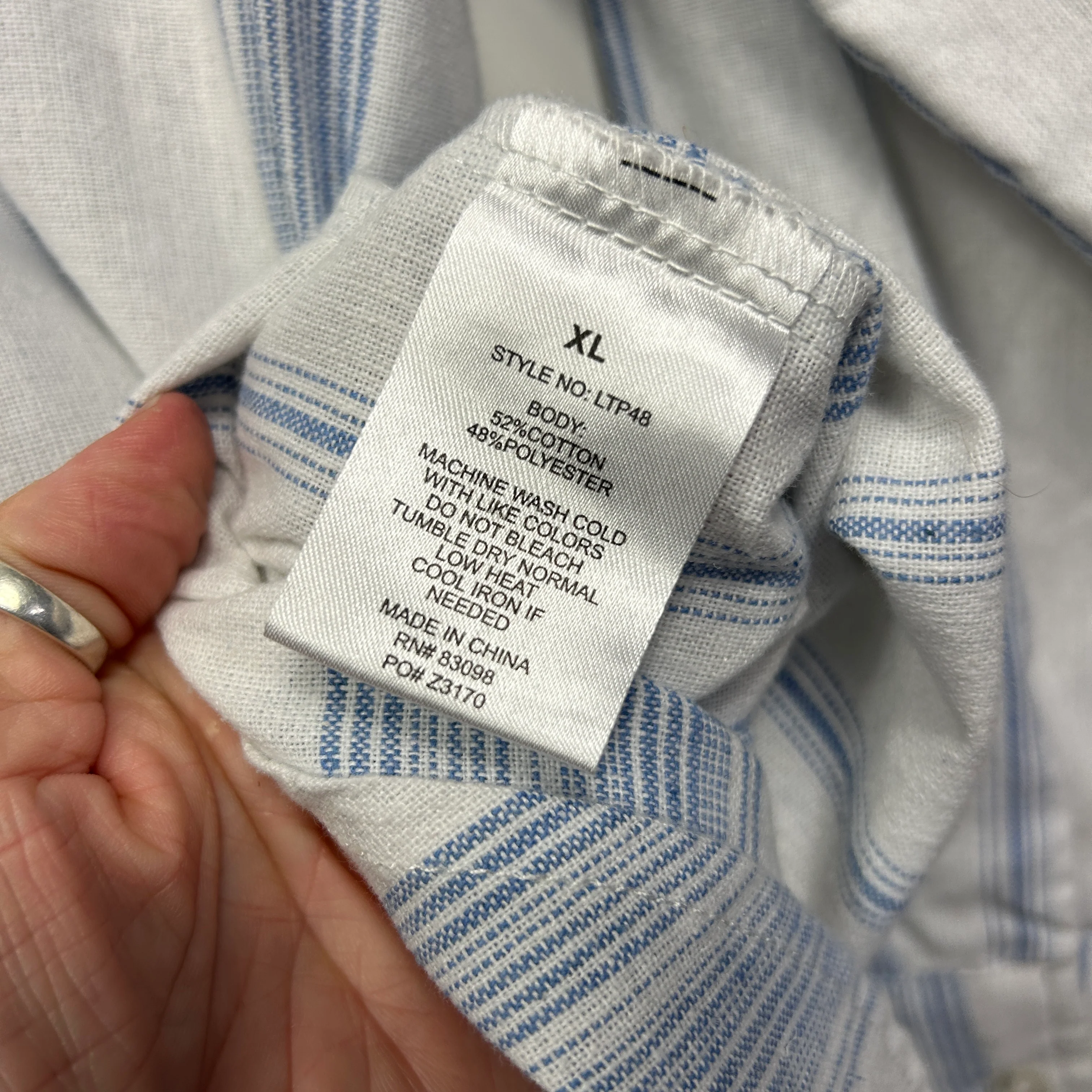 Ci Sono Top Size 16 XL Long Sleeve Blue White Striped Cotton Blend - Image 4