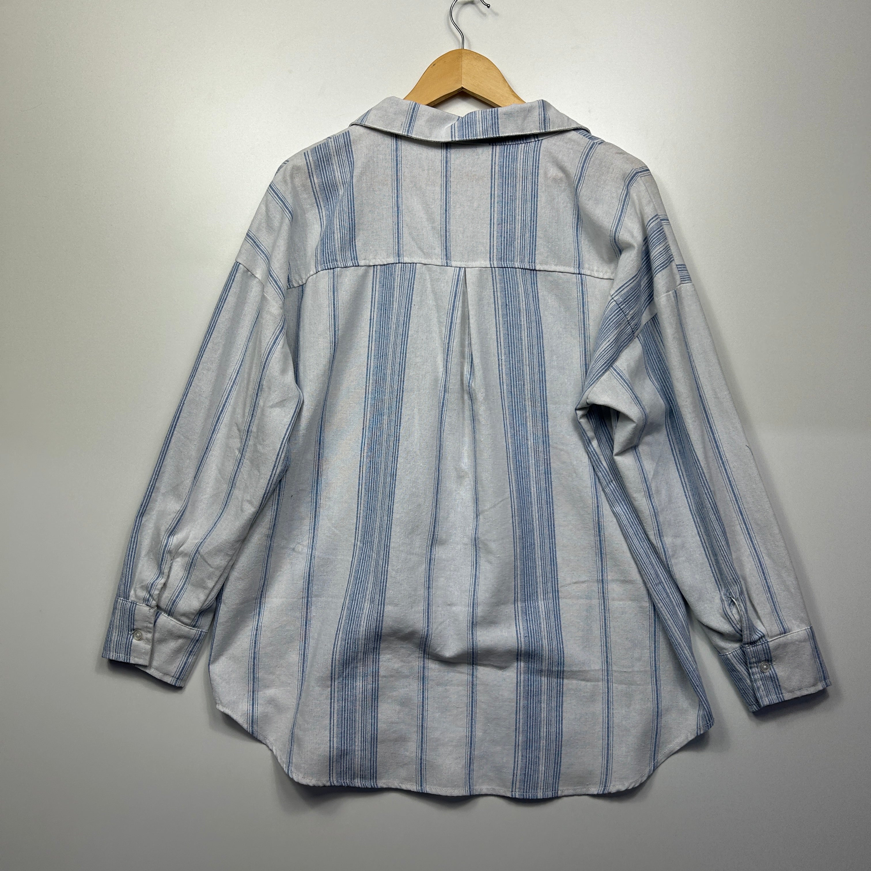 Ci Sono Top Size 16 XL Long Sleeve Blue White Striped Cotton Blend - Image 5