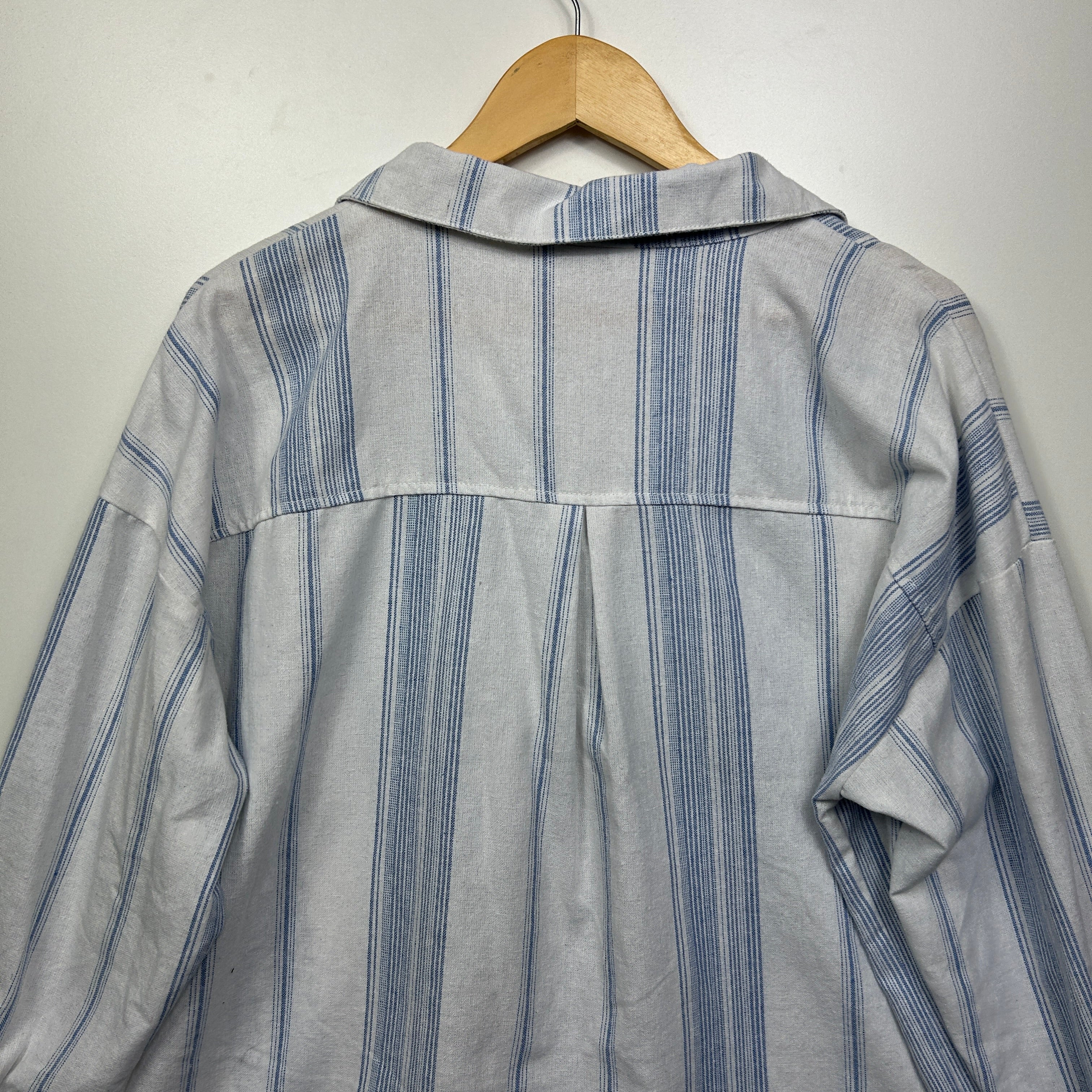 Ci Sono Top Size 16 XL Long Sleeve Blue White Striped Cotton Blend - Image 6