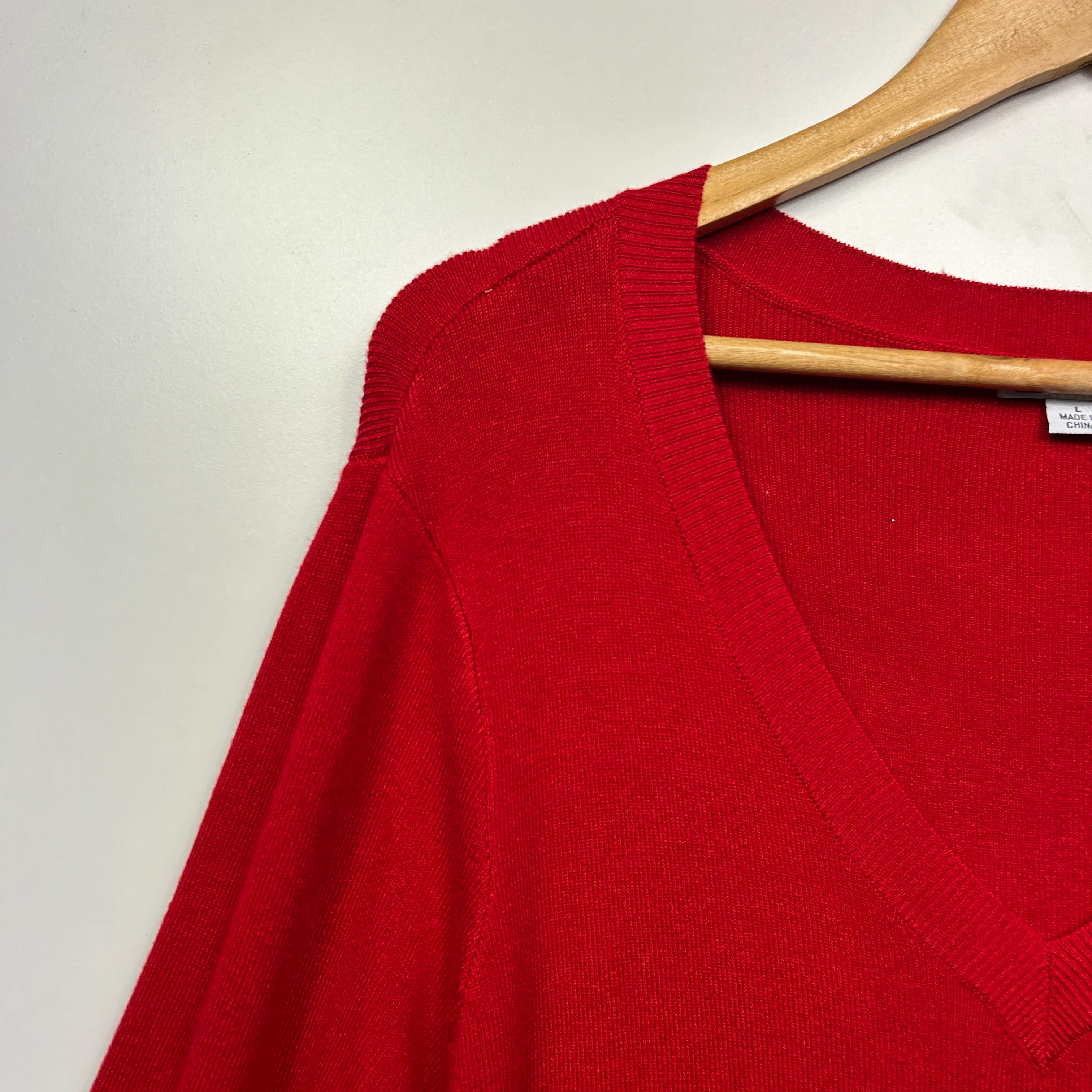 Rockmans Top Size 14 Larger Red Long Sleeve Asymmetric Hem - Image 3