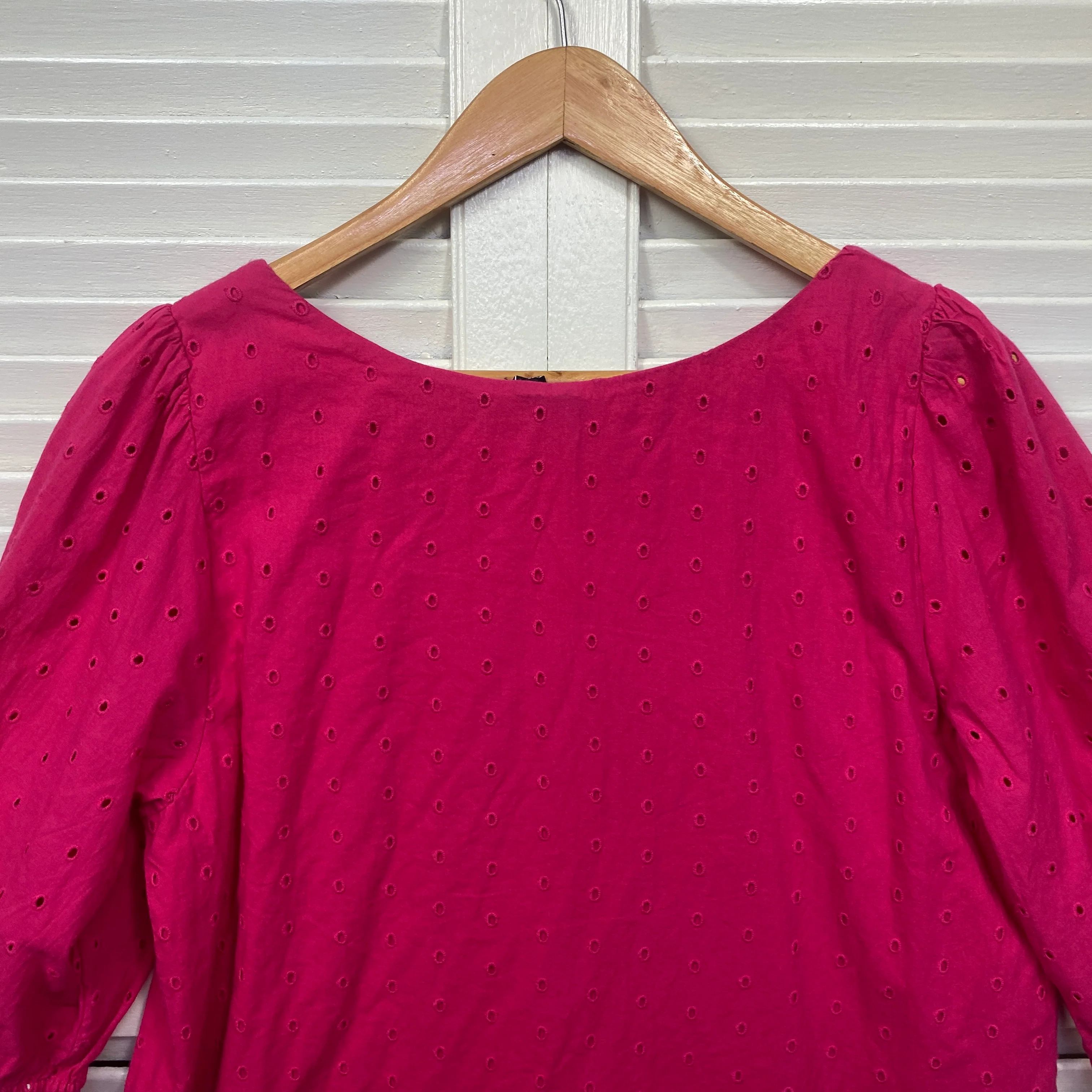 Vero Moda Broderie Dress Size 14 Large Pink Short Sleeve Embroidered - Image 6