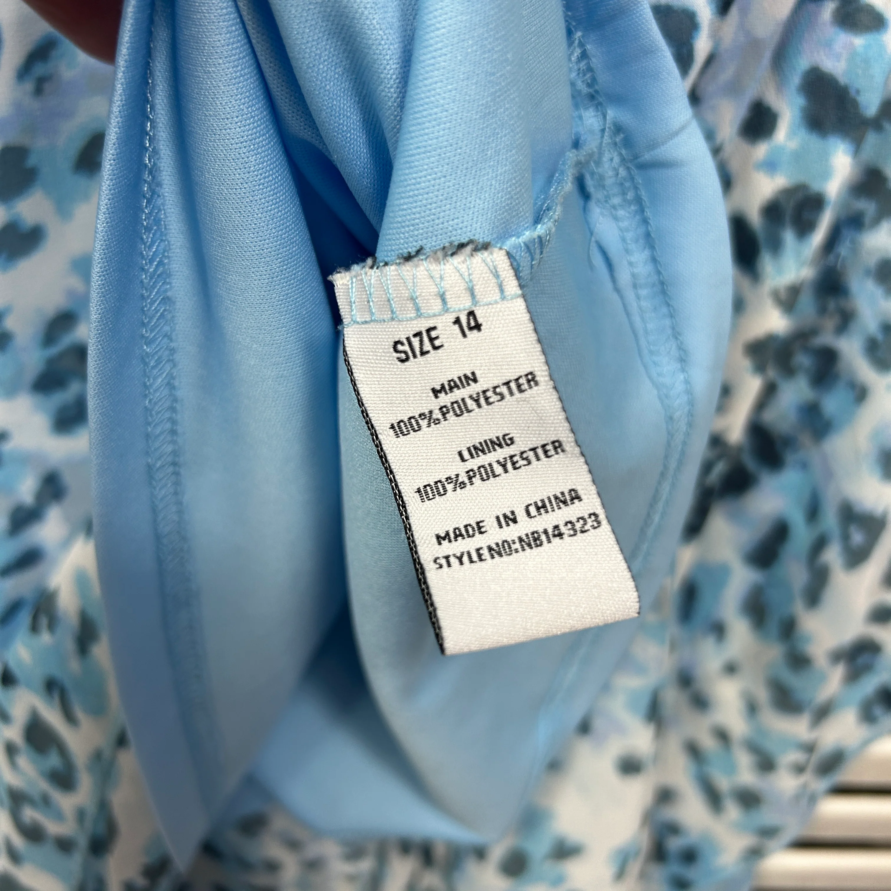 Liz Jordan Tunic Top Size 14 Blue Crochet Trim Sheer Overlay - Image 5
