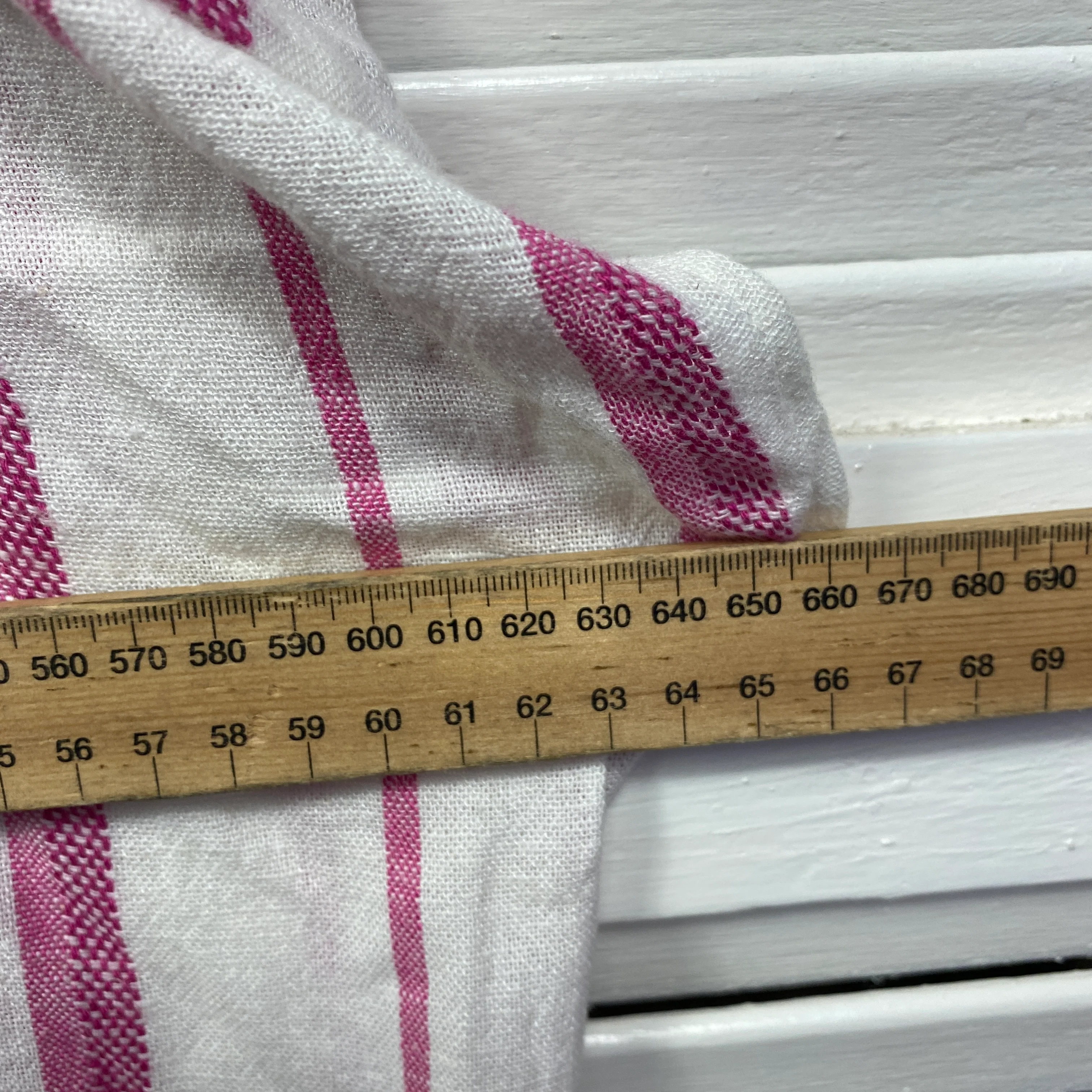 Rockmans Linen Blend Top Size 14 White Pink Striped - Image 6