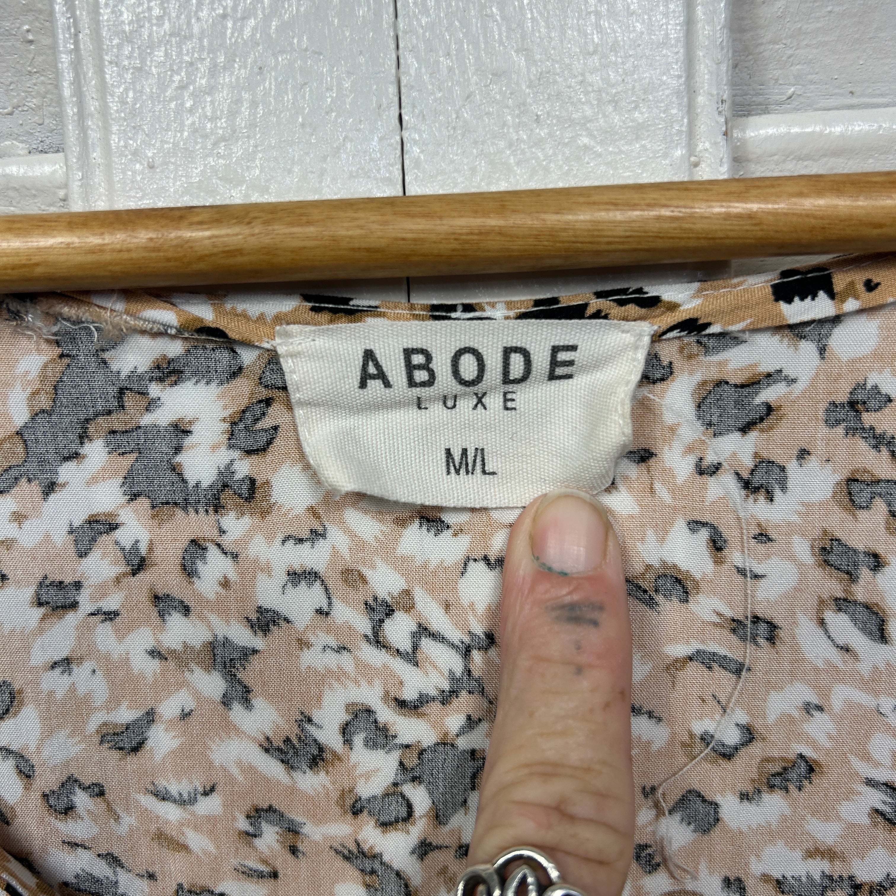 Abode Luxe Maxi Dress Medium Large 12 14 Long Sleeve Rayon - Image 4