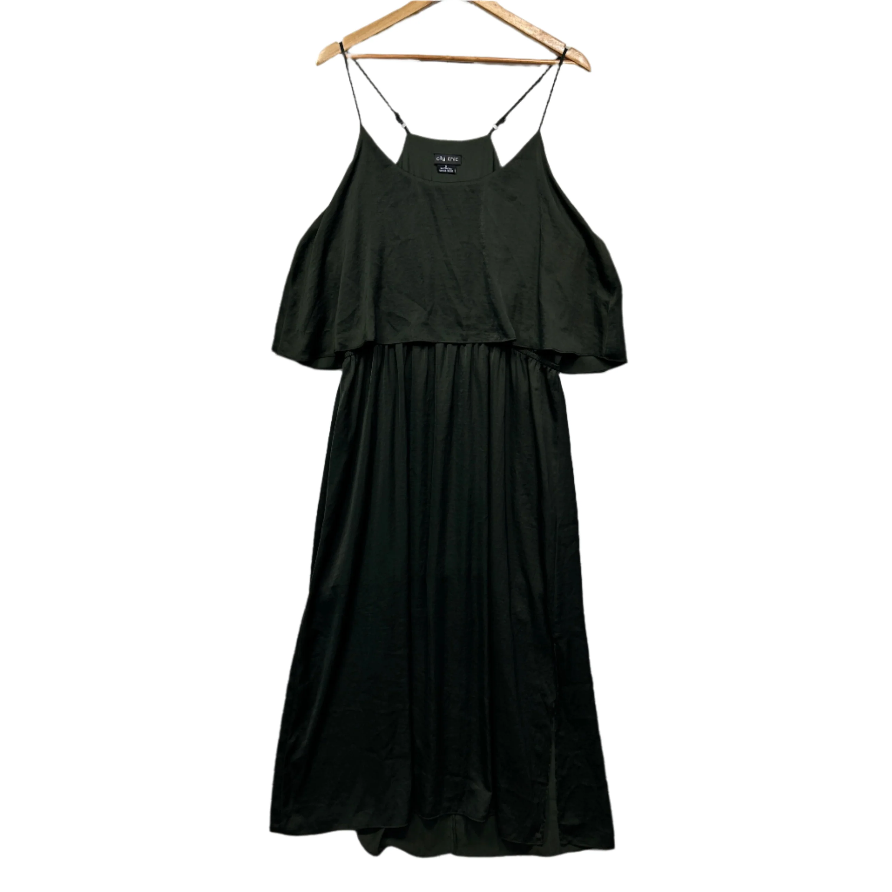 City Chic Dress Size 16 Small Plus Sleeveless Olive Cocktail