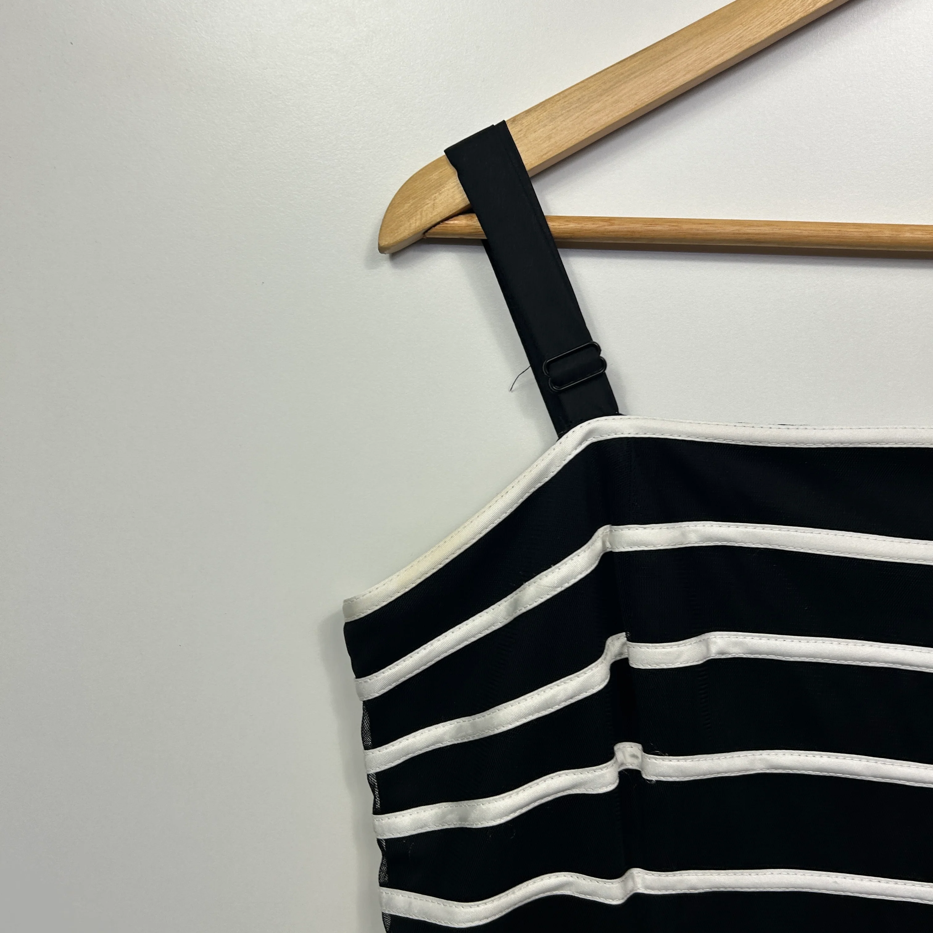 Queenspark Dress Size 14 Black White Fit & Flare Striped Cocktail - Image 3