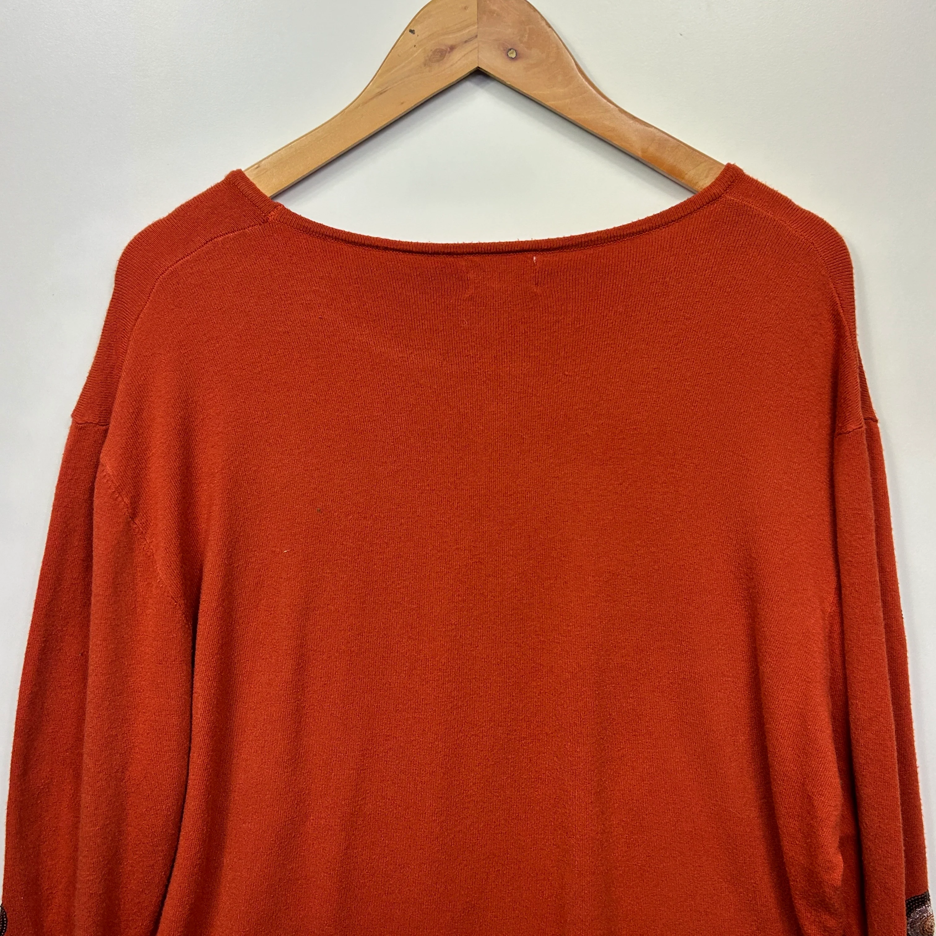 Cali & Co Wool Blend Jumper Size Large Rust Sequins Long Sleeve Knit - Image 5
