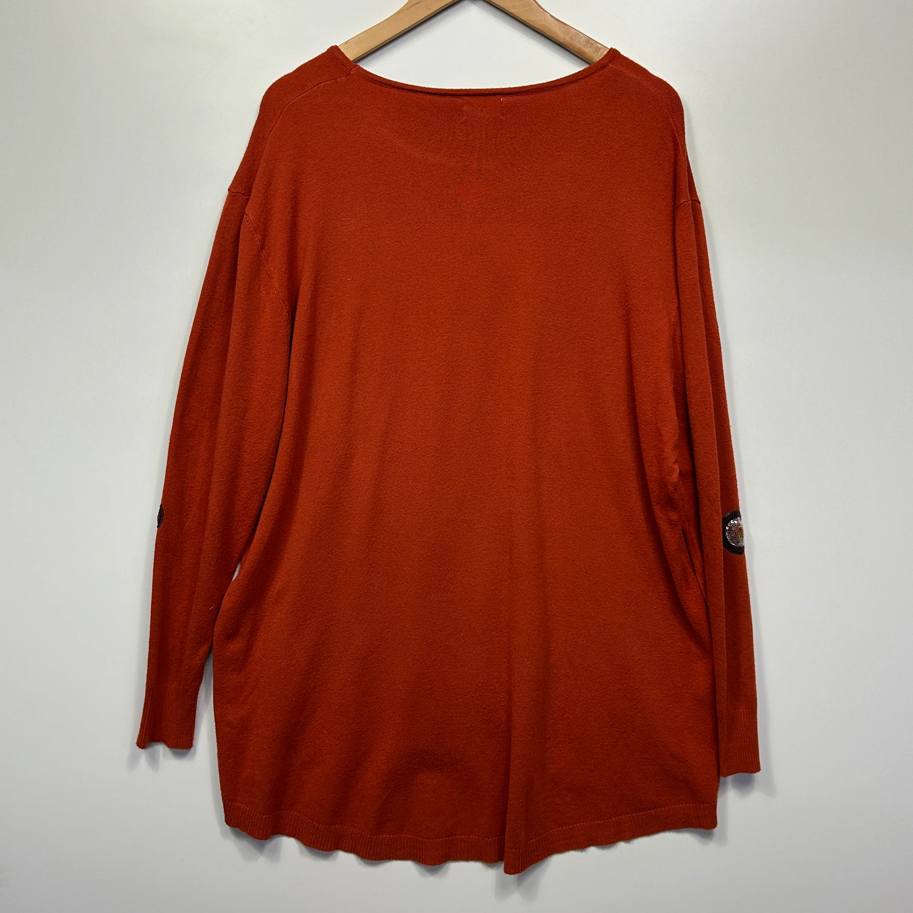 Cali & Co Wool Blend Jumper Size Large Rust Sequins Long Sleeve Knit - Image 6