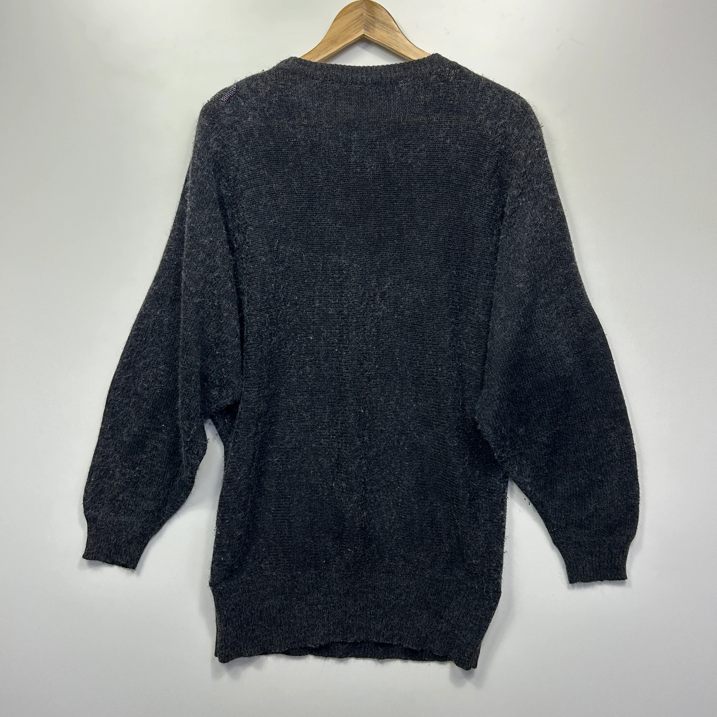 Vintage Jumper Size 14 Large? Grey Long Sleeve Sequins - Image 3