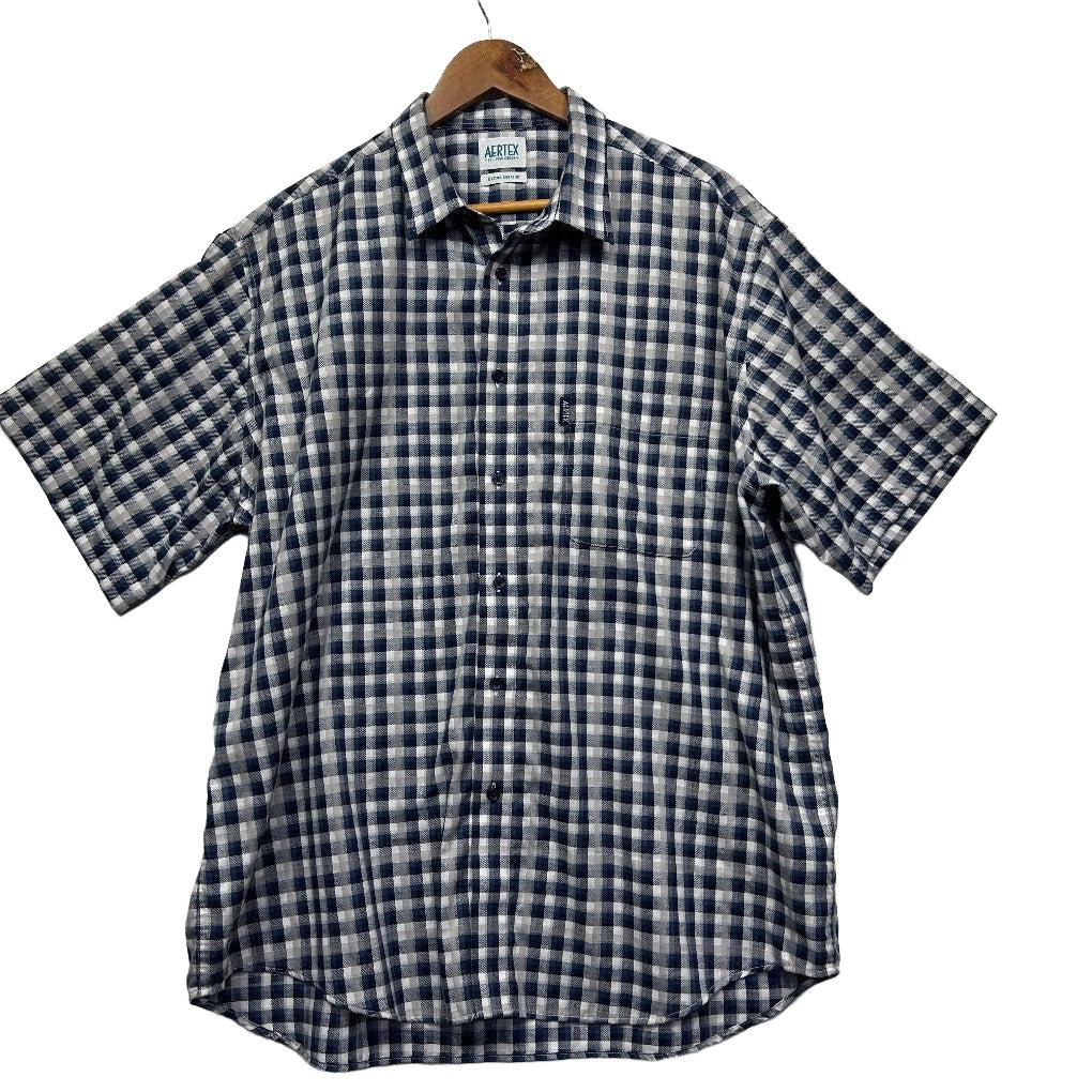 Aertex Navy Gingham Short Sleeve Mens Shirt - Size 2XL
