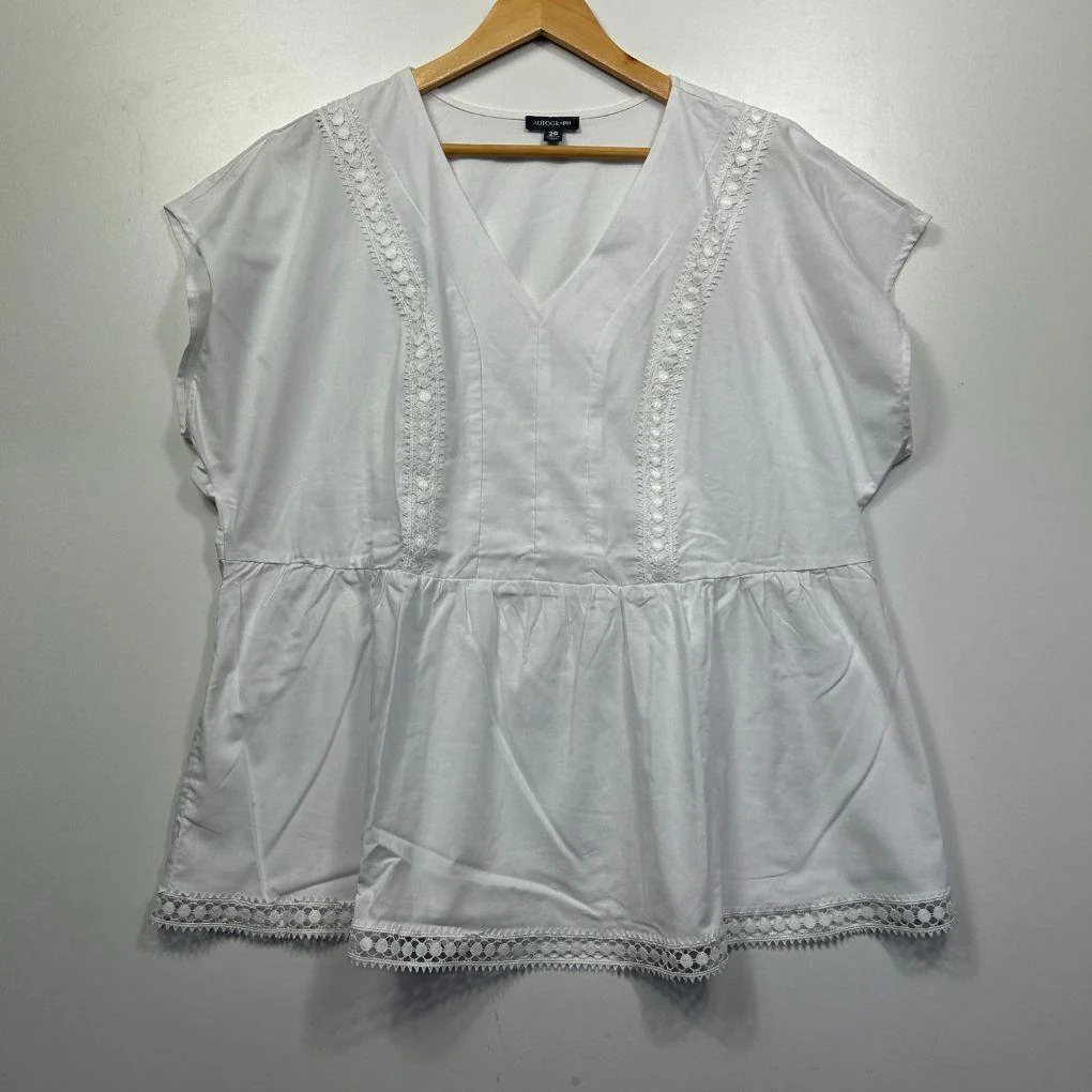 Autograph Cotton White Top - Size 20 - Image 2