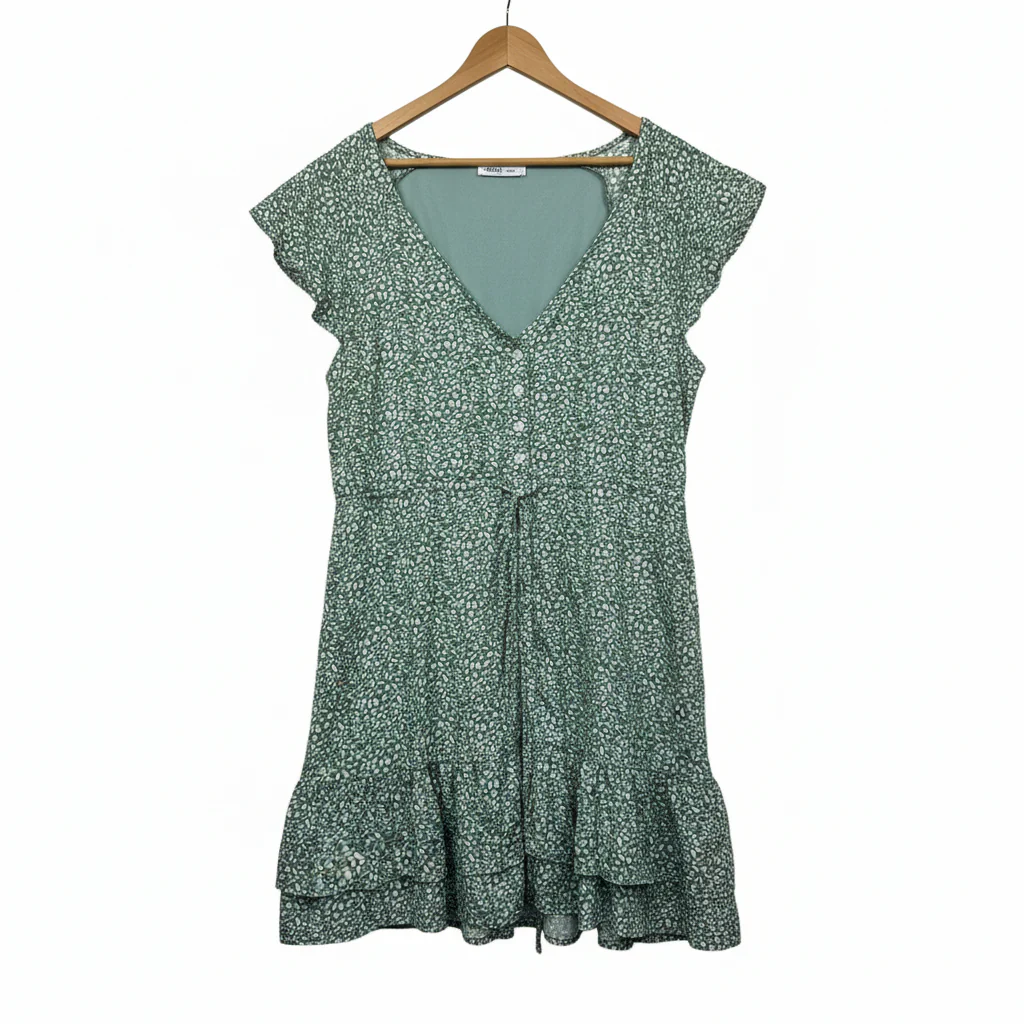 Ally Green Animal Print Dress - Size 14