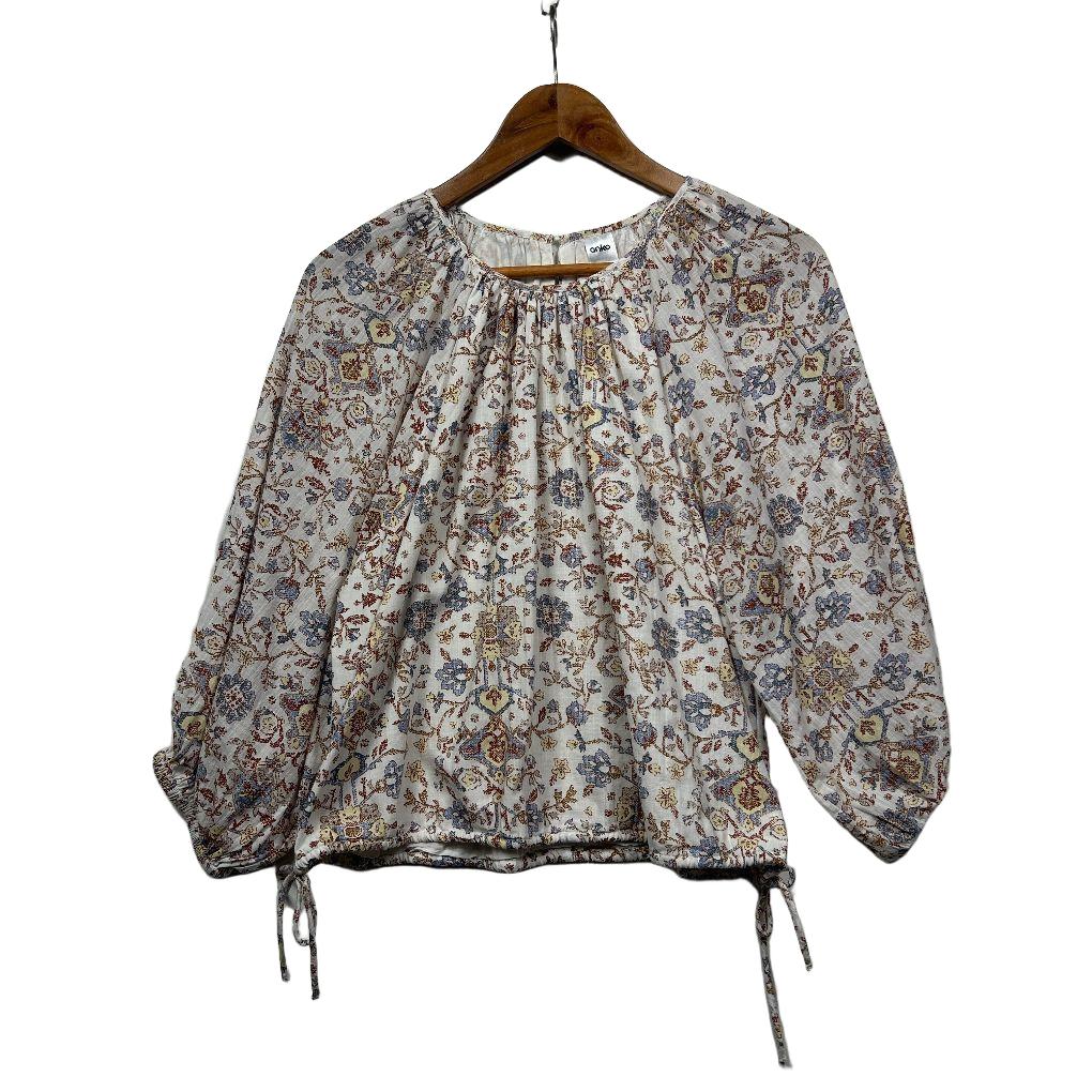 Anko Cream Floral Cotton Blouse - Size 14