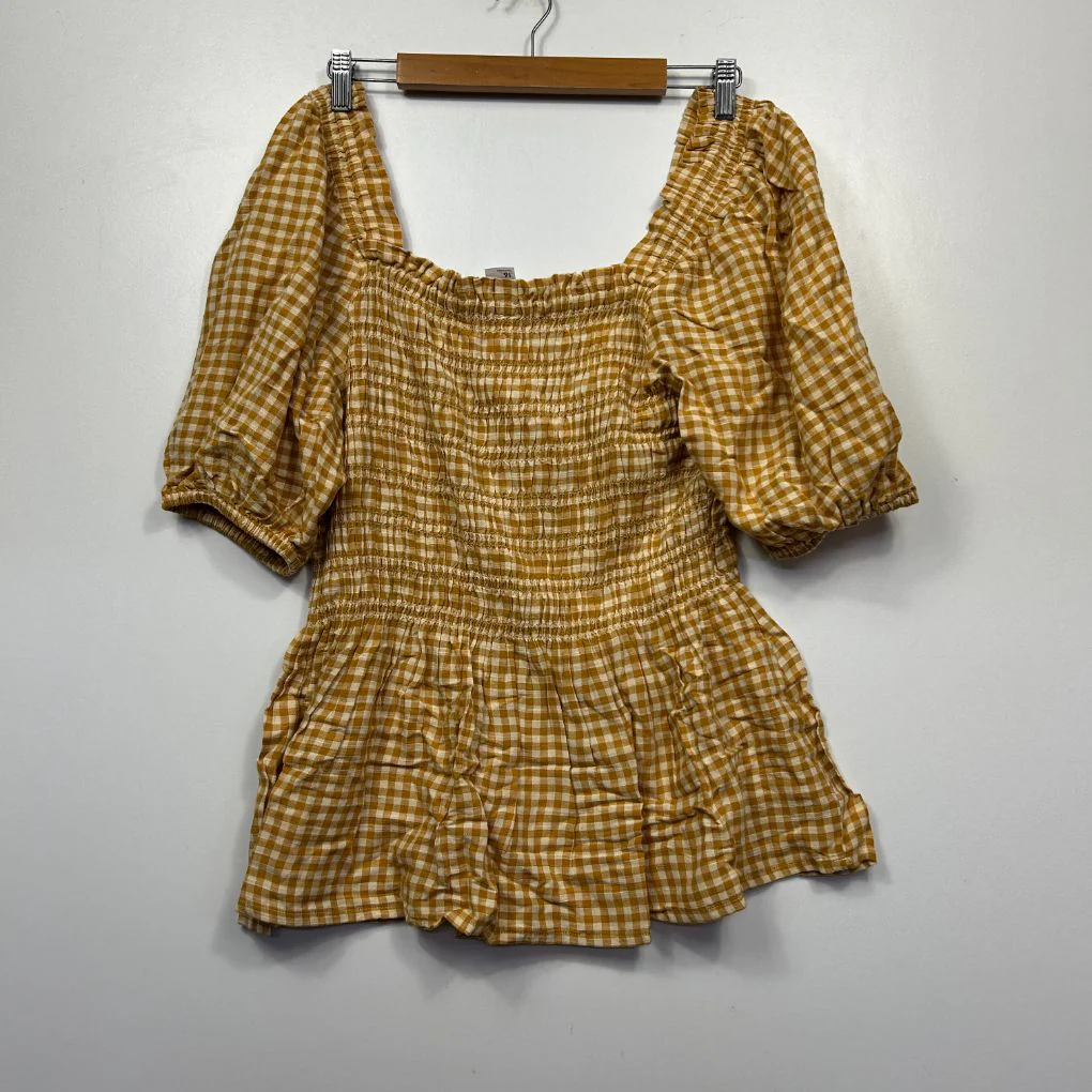 anko Mustard Check Top - Size 16 - Image 4