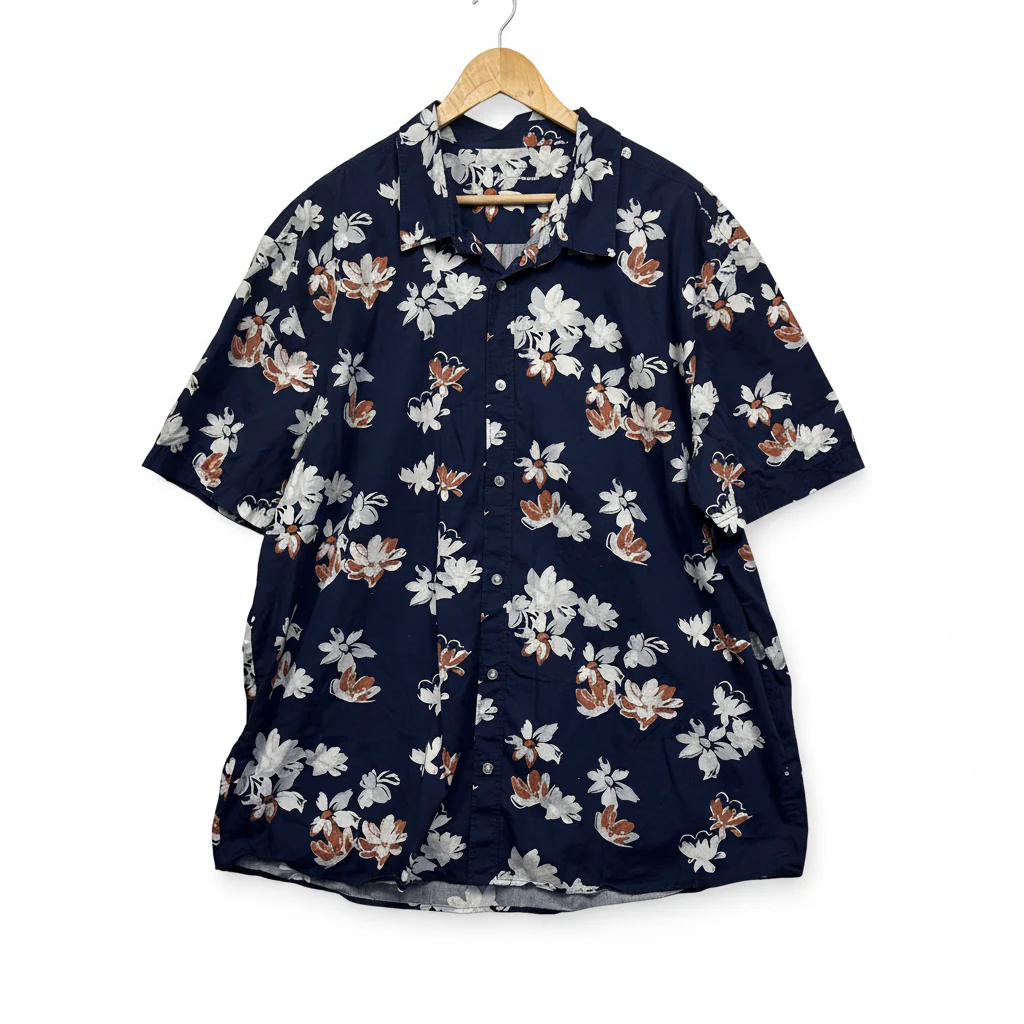 Anko Navy Floral Print Mens Shirt - Size 4XL