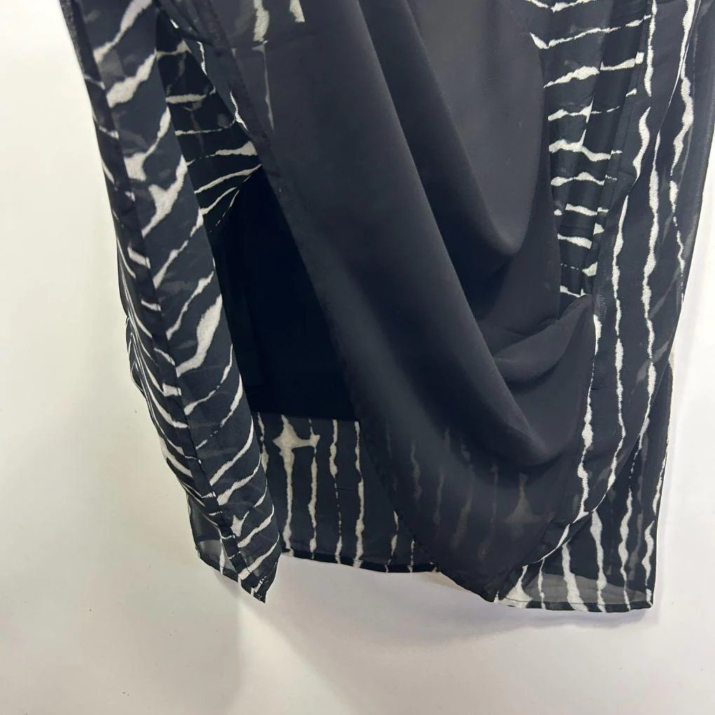 Autograph Black Abstract Print Sleeveless Dress - Size 18/20 - Image 3