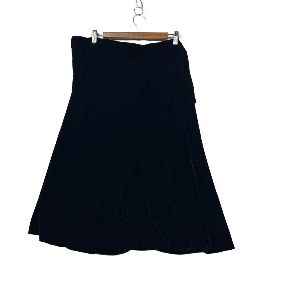 Autograph Black Velvet Midi Skirt - Size 22