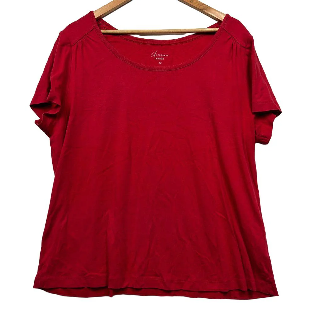 Autograph Essentials Red Cotton Top - Size 22
