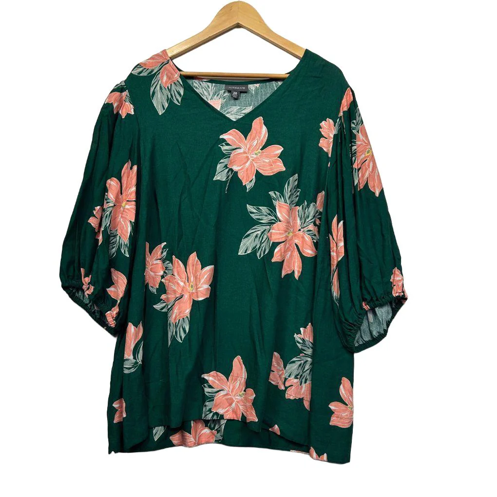 Autograph Green Floral Top - Size 20