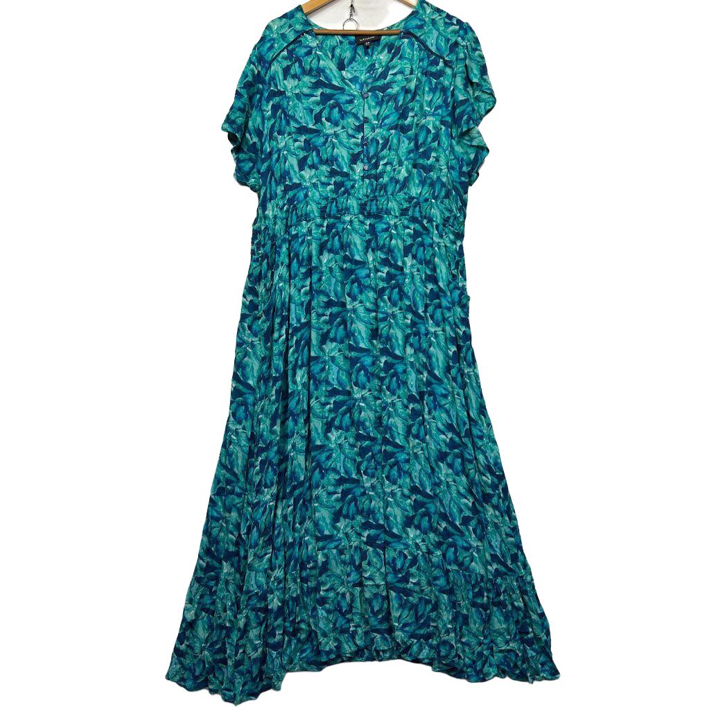 Autograph Teal Abstract Print Dress - Size 26