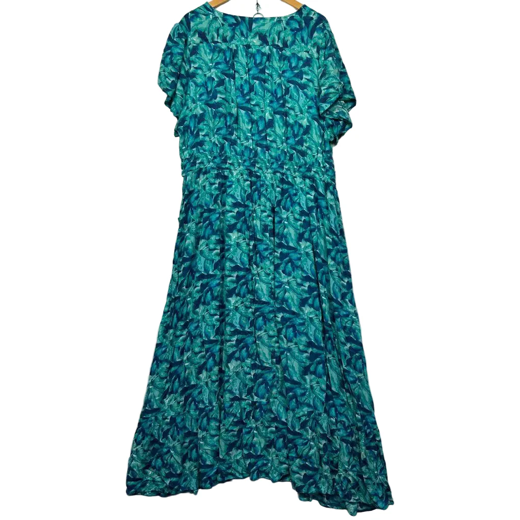 Autograph Teal Abstract Print Dress - Size 26 - Image 7