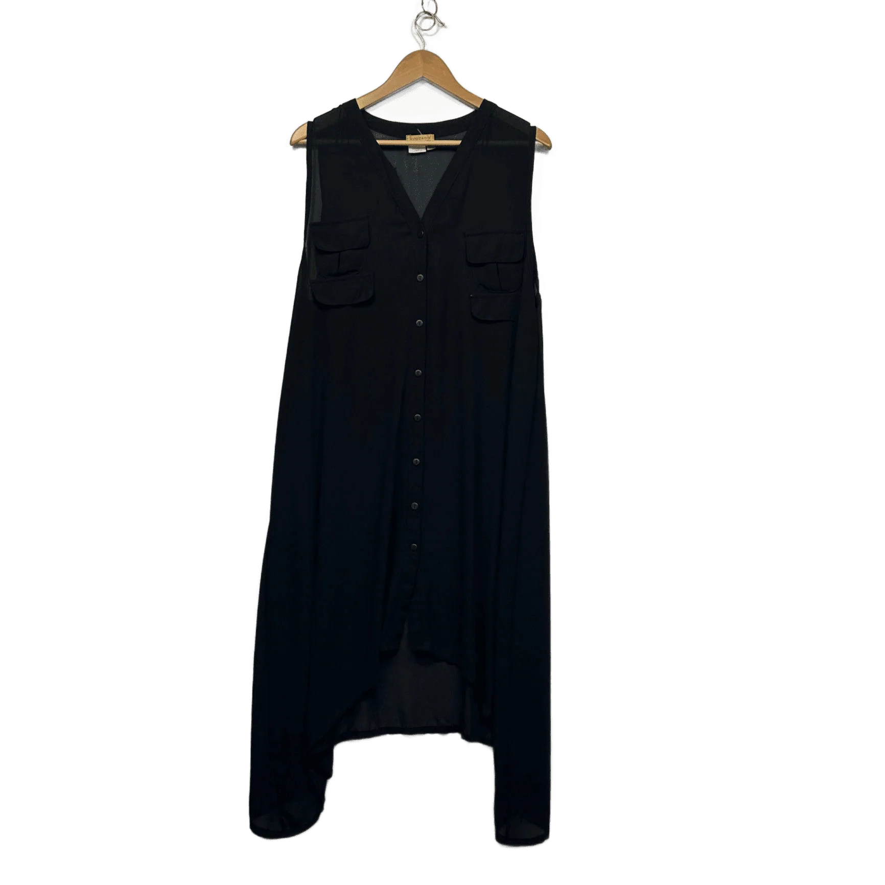 Avocado Black Sleeveless Maxi V-Neck Shirt Dress Cover Up Size 14