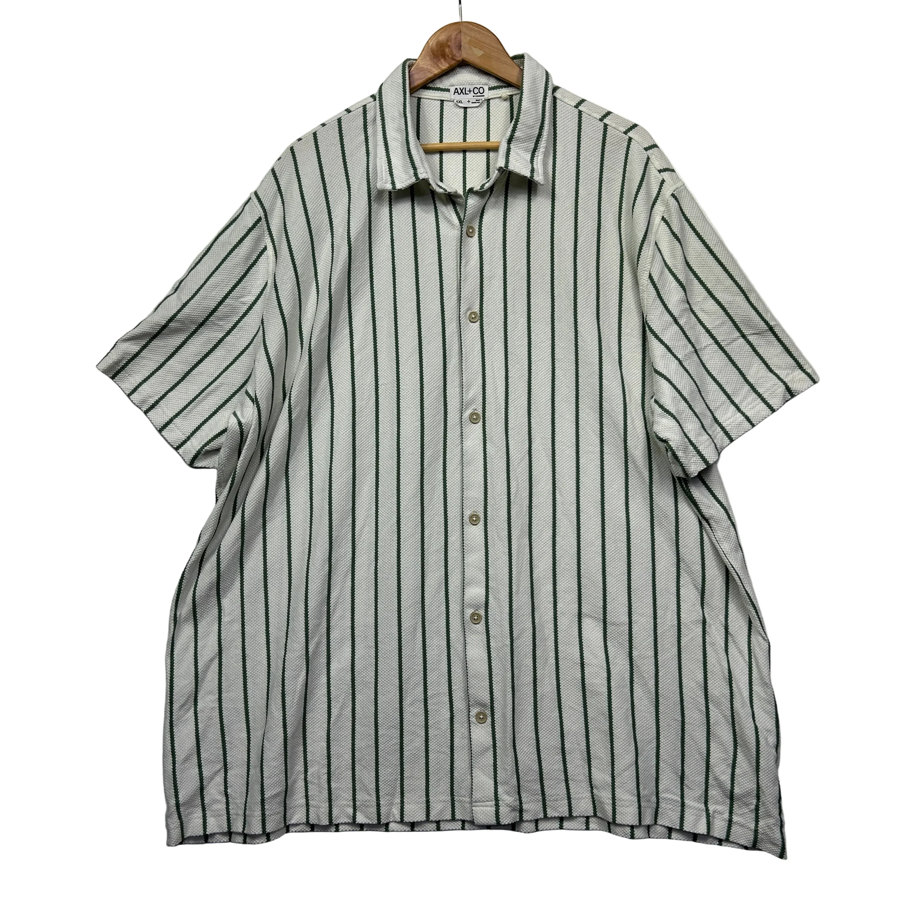 Axl+Co Button Up Green Striped Shirt - Size 7XL