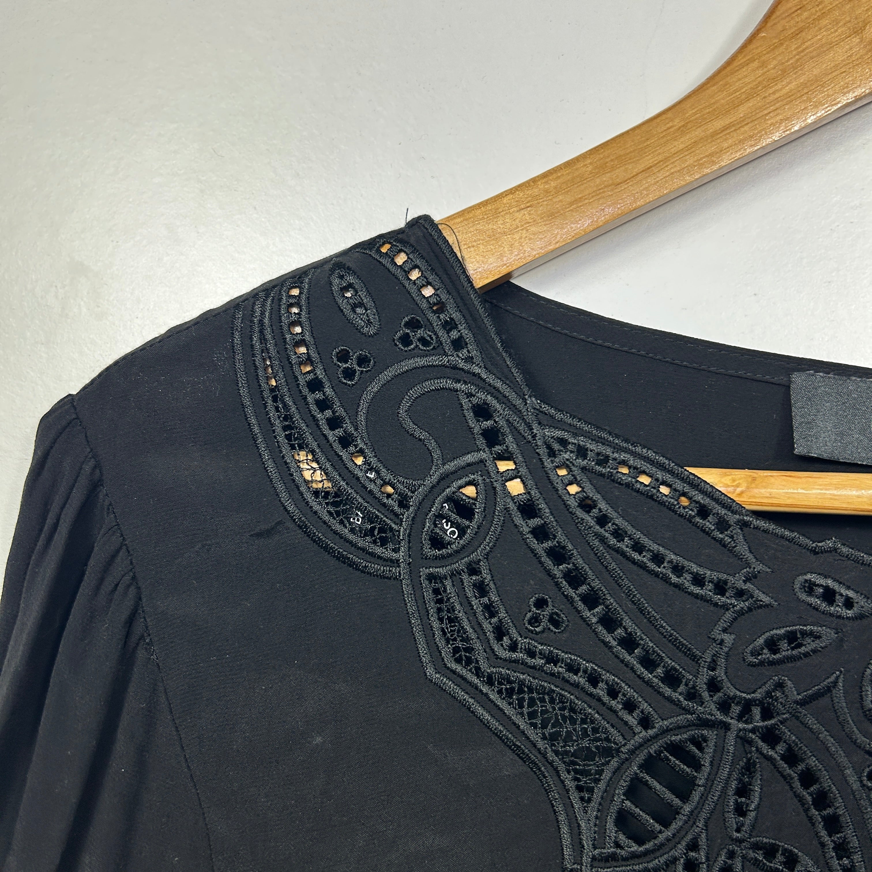 Basque Black Embroidered Top - Size 18 - Image 4