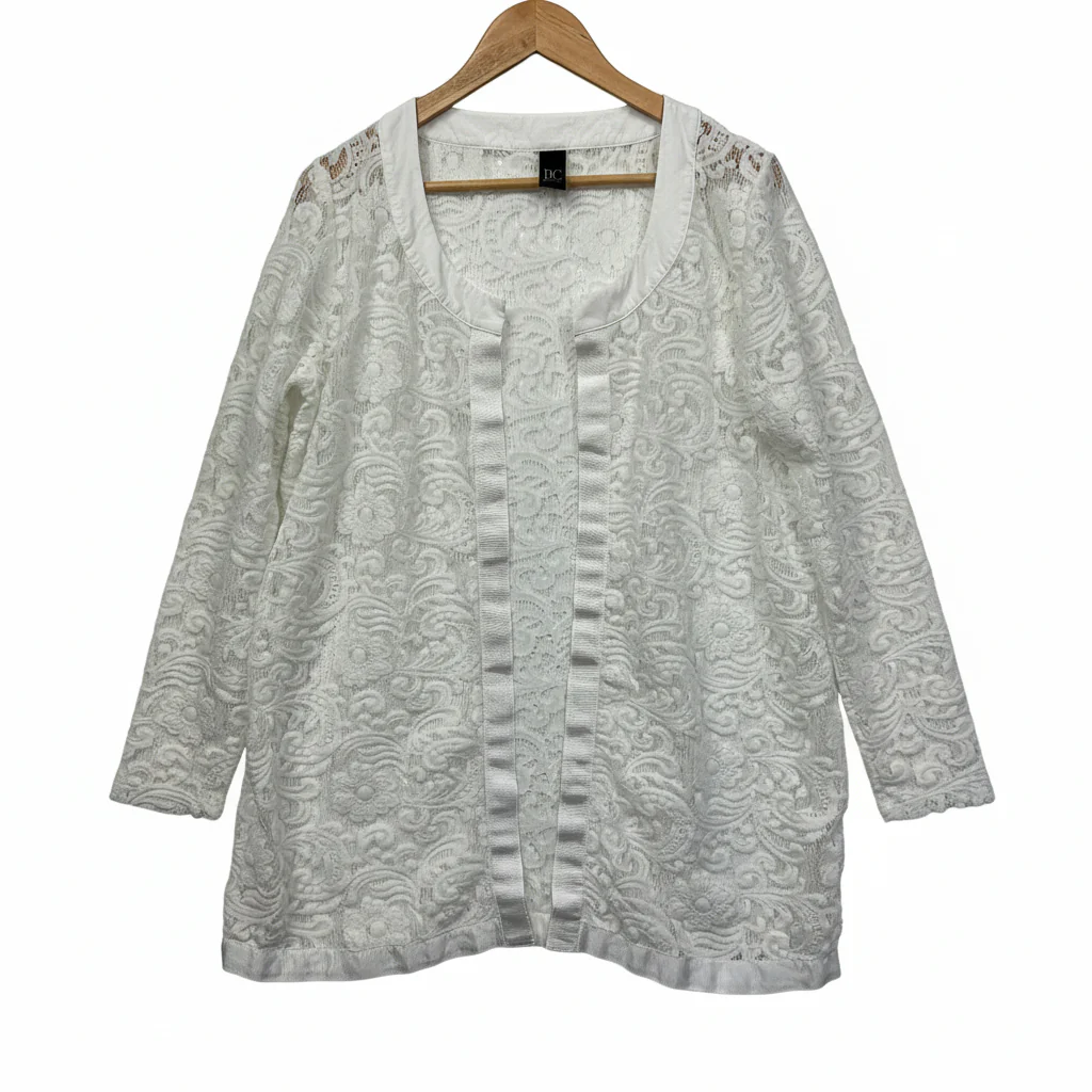 BC White Lace Jacket Top - Size 18