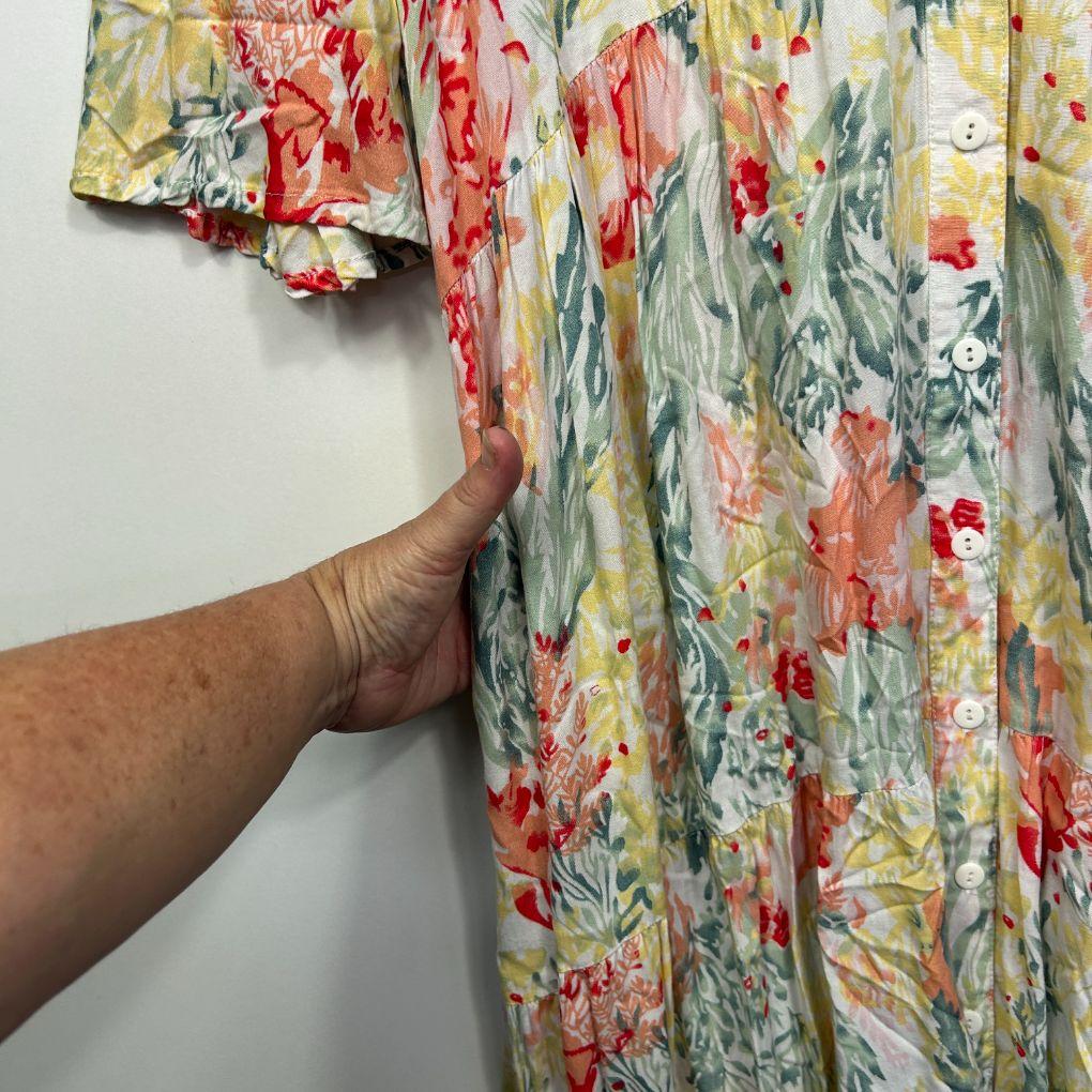 Bee Maddison Cream Floral Dress - Size 16 - Image 5