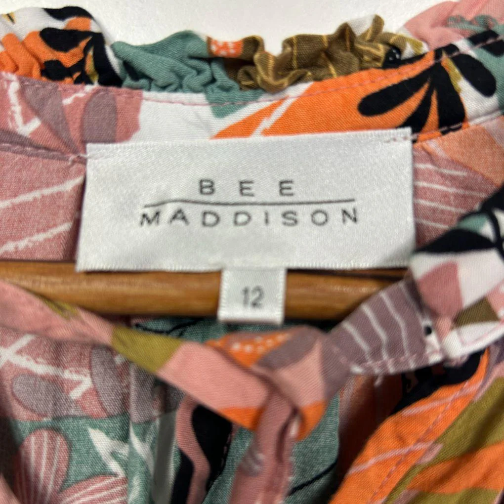 Bee Maddison Tropical Print Ruffle Top - Size 12 - Image 2