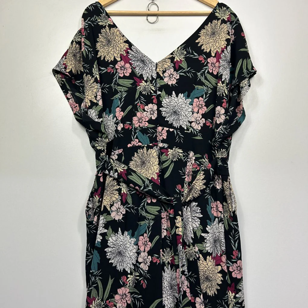 Beme Black Floral Jumpsuit - Size 16 - Image 5