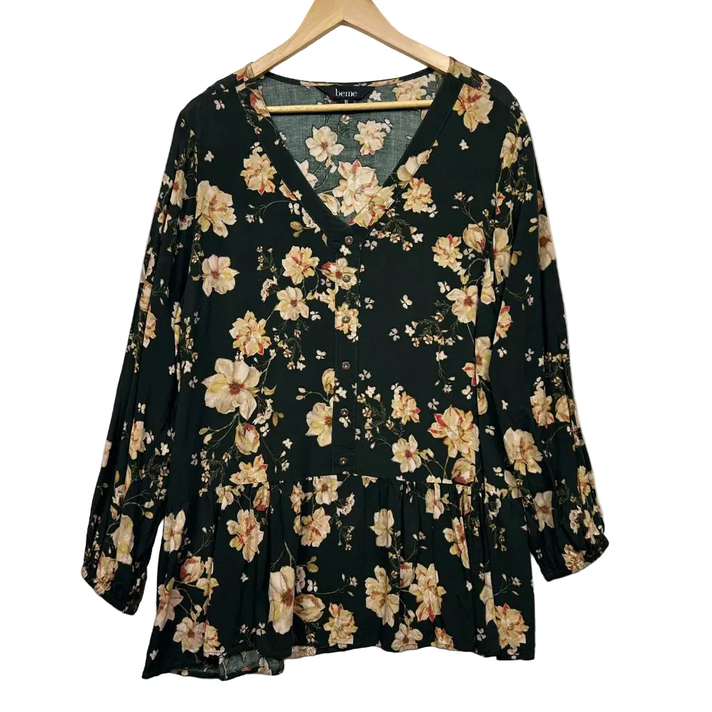 Beme Green Floral Top - Size 16