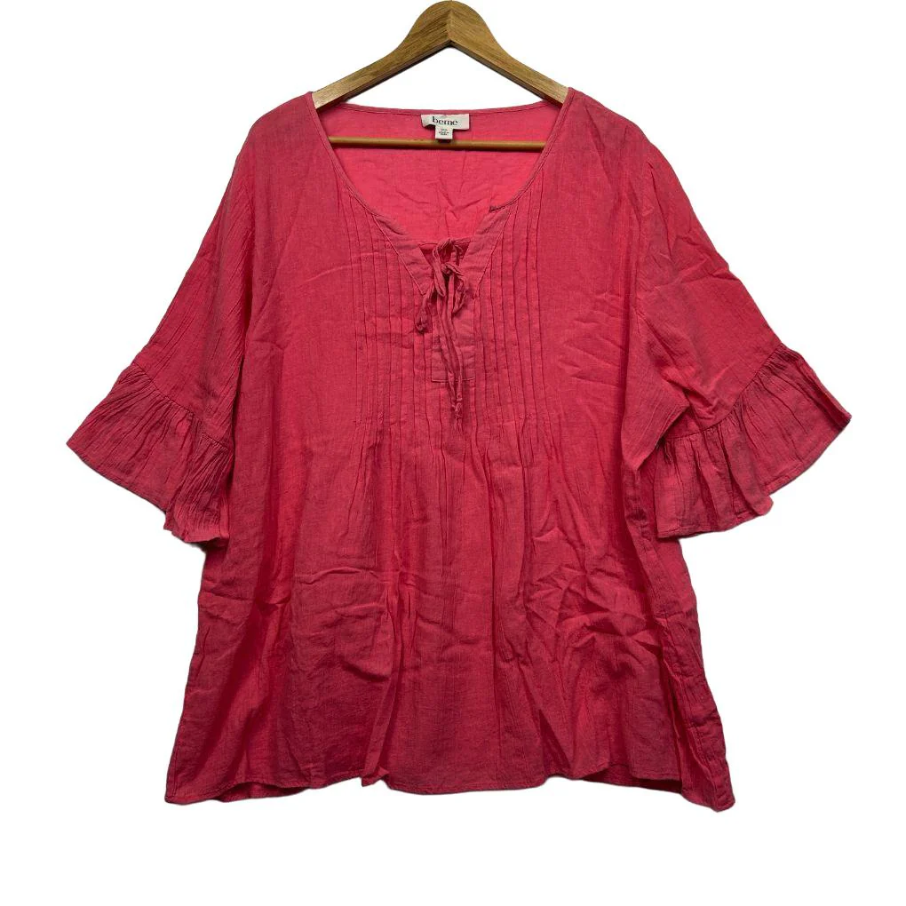 Beme Pink Cotton Flutter Sleeve Top - Size 22