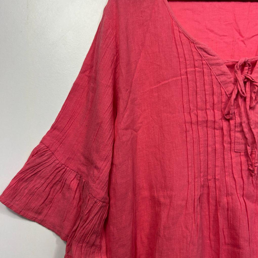 Beme Pink Cotton Flutter Sleeve Top - Size 22 - Image 3