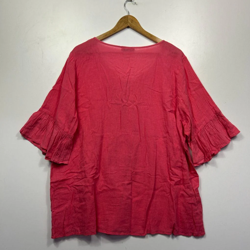 Beme Pink Cotton Flutter Sleeve Top - Size 22 - Image 5