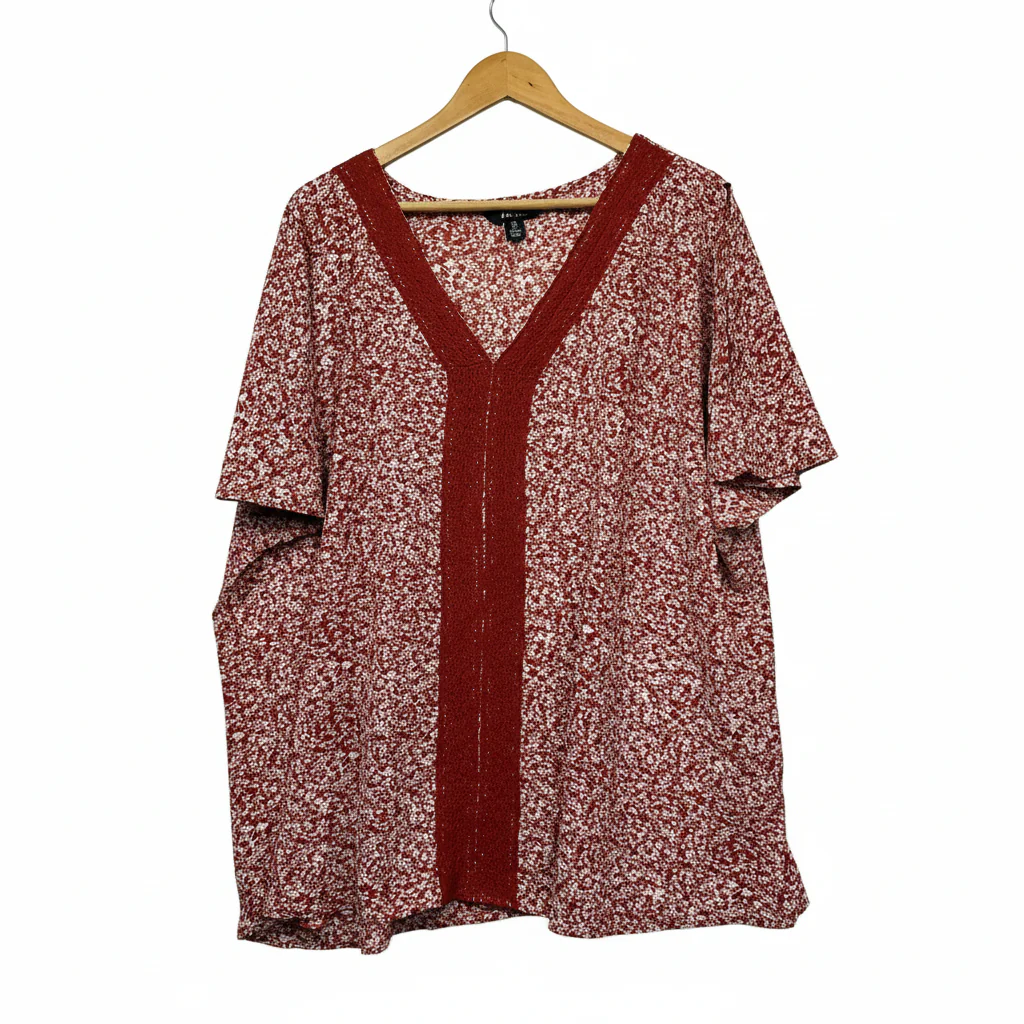 Beme Rust Floral Print Top - Size 22