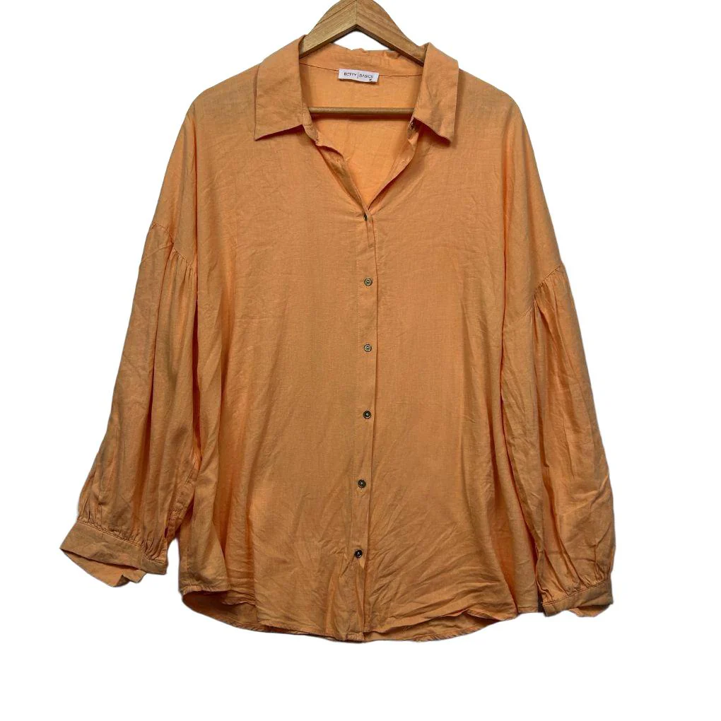 Betty Basics Orange Linen Shirt - Size 16