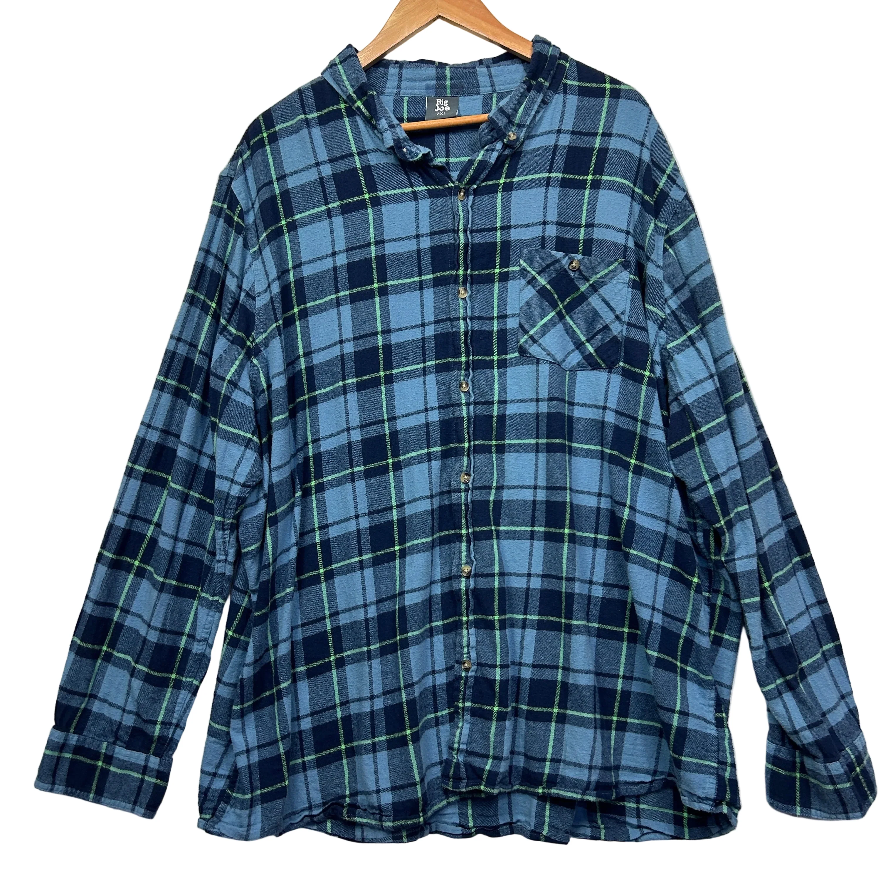 Big Joe Blue Plaid Long Sleeve Shirt - Size 7XL