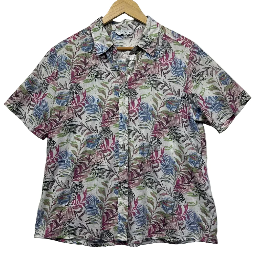 Black Pepper Multicoloured Cotton Leaf Print Shirt - Size 14