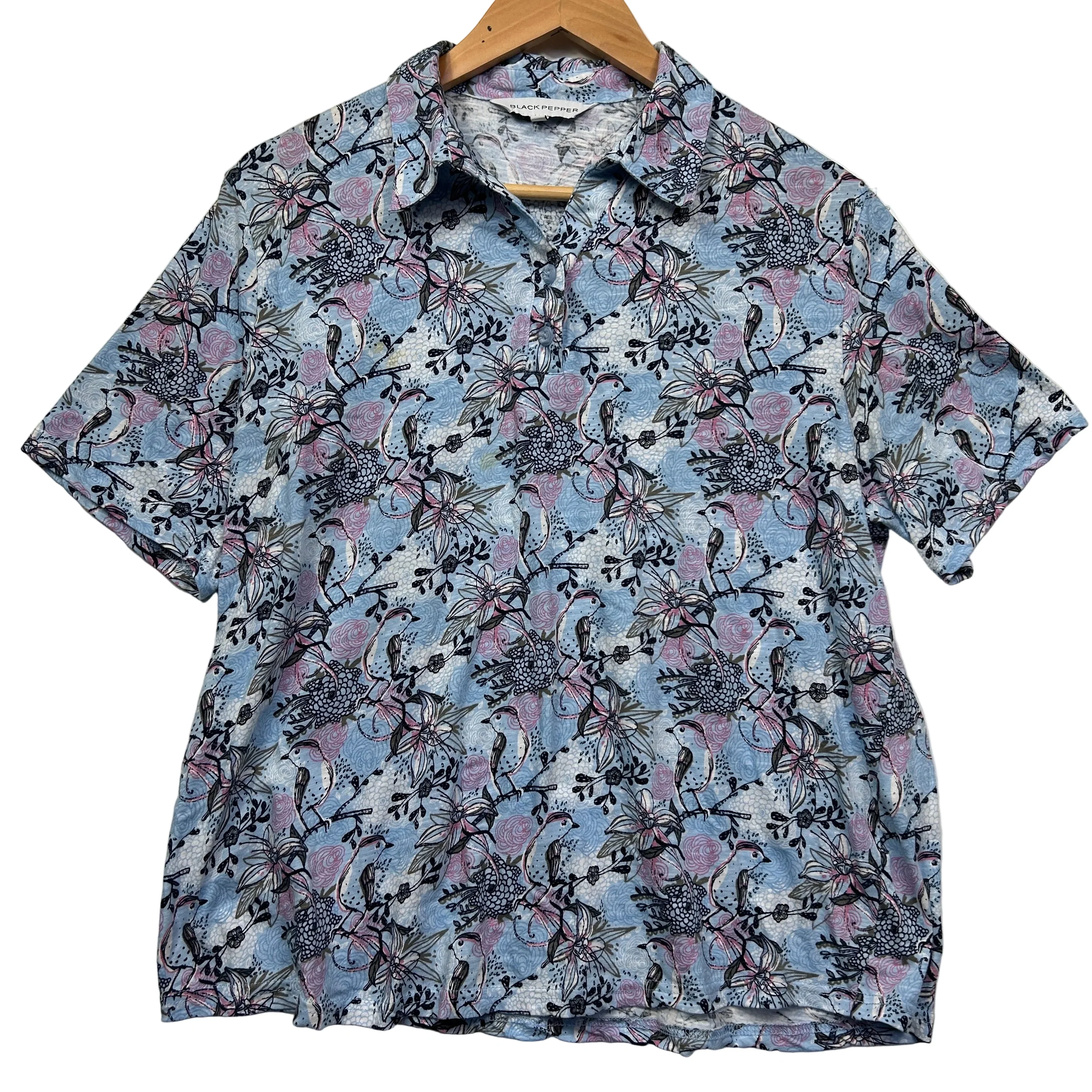 Black Pepper Multicoloured Collared Shirt - Size 16