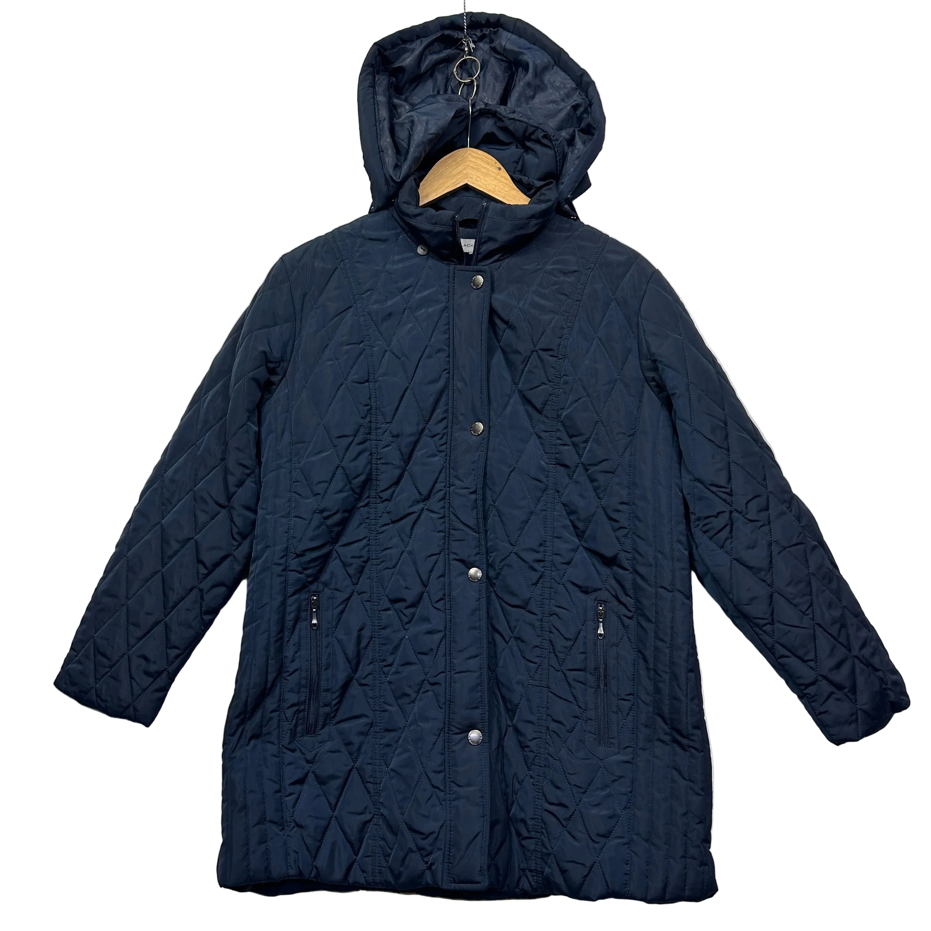 Black Pepper Navy Quilted Jacket - Size 14