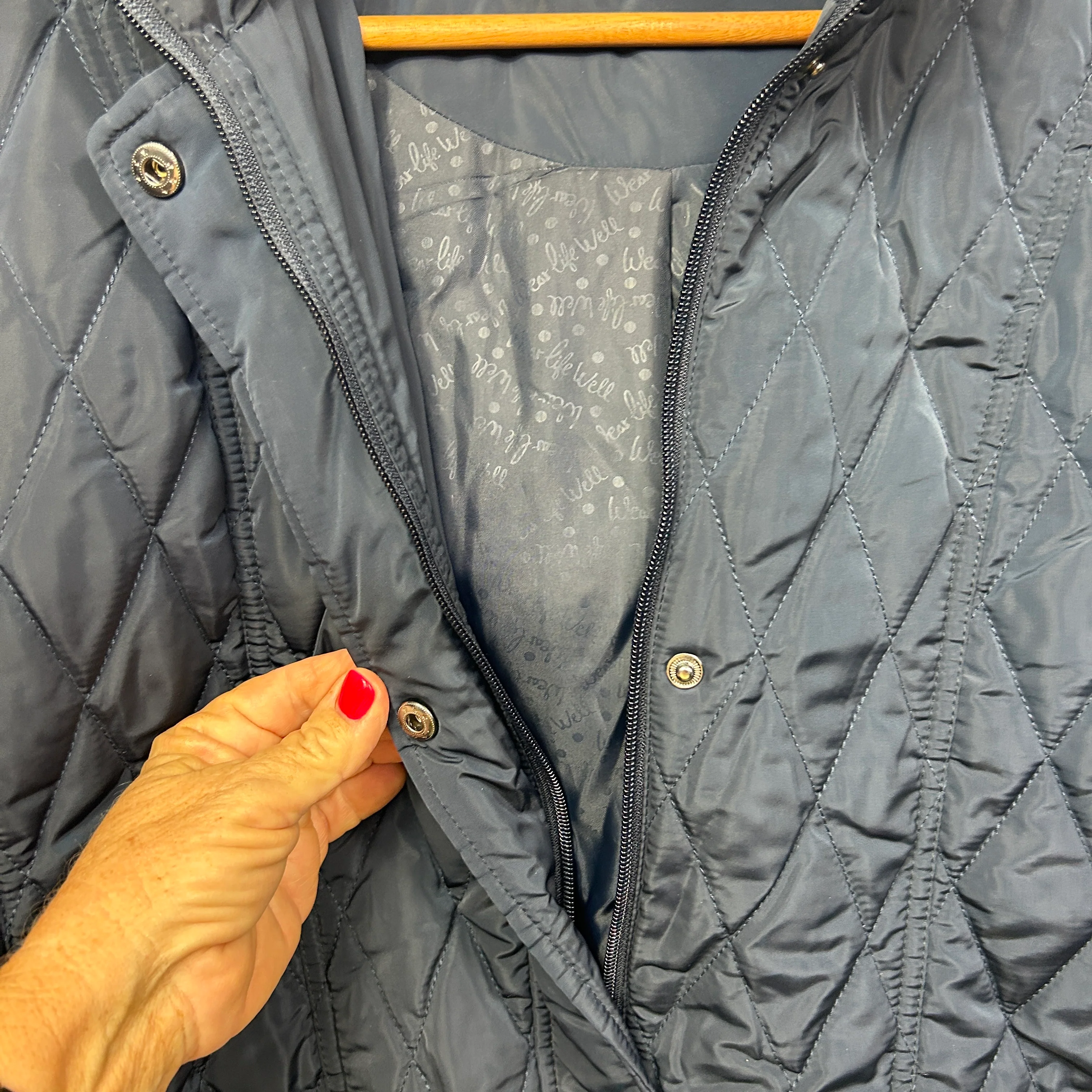 Black Pepper Navy Quilted Jacket - Size 14 - Image 5