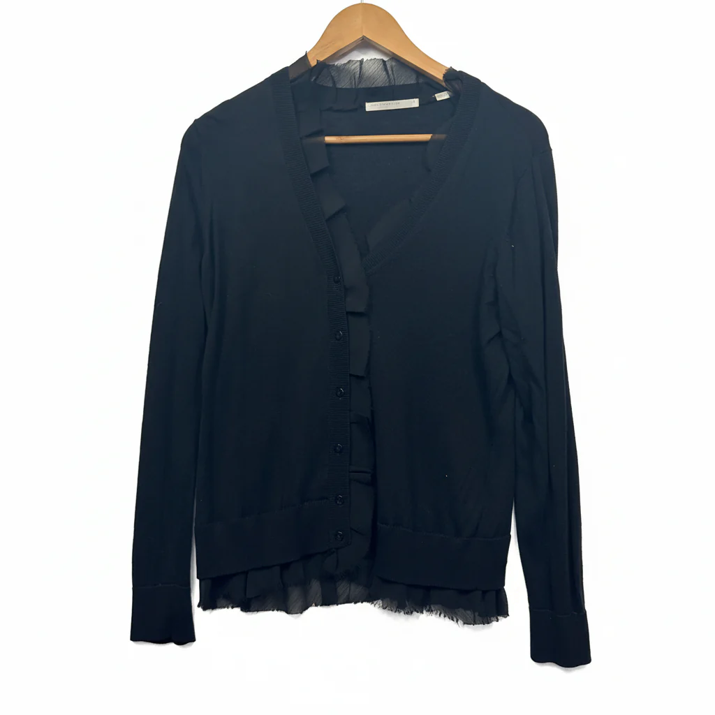 Jane Lamerton Wool Cashmere Black Cardigan Top - Size 14