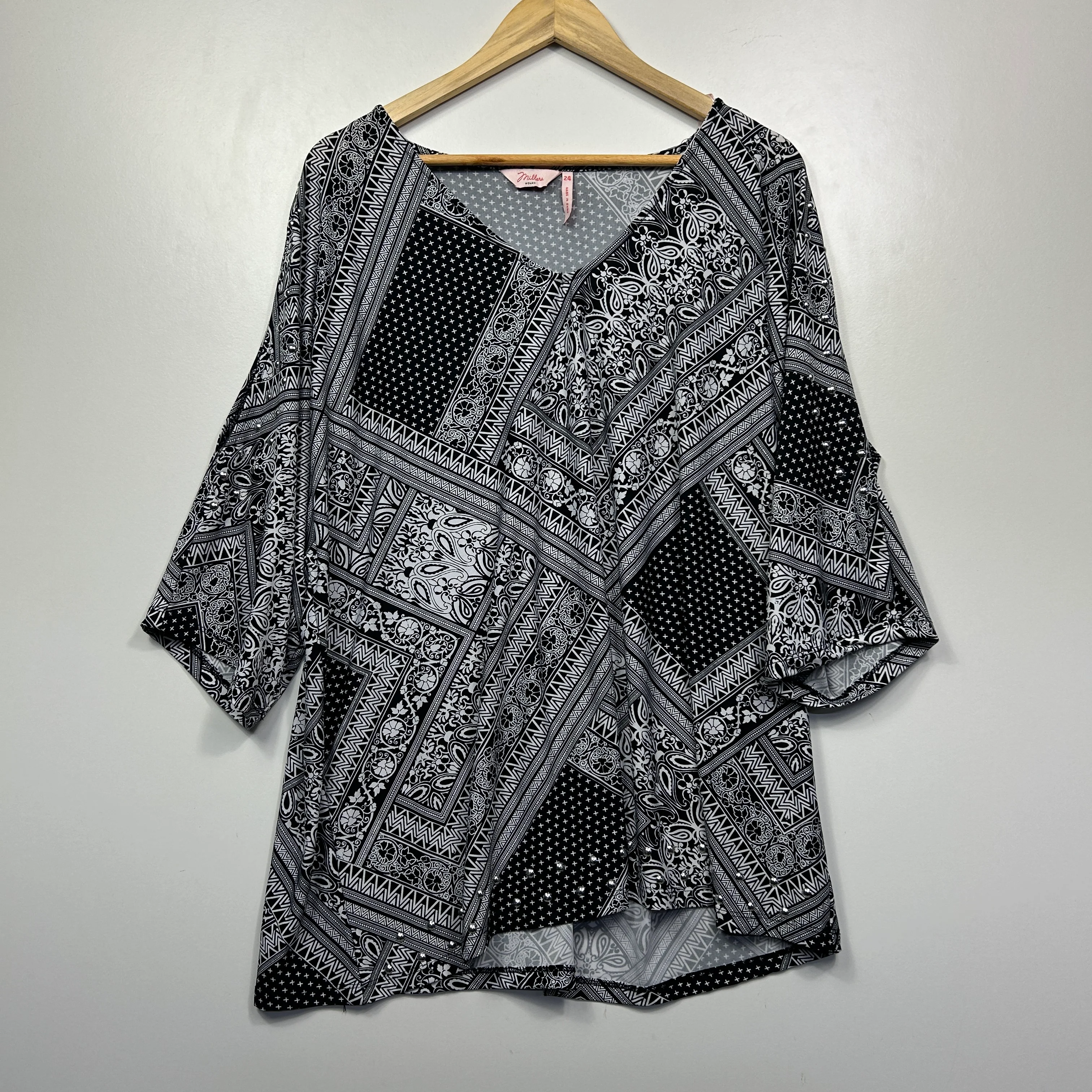 Millers Black White Geometric Print Tunic - Size XXL - Image 2