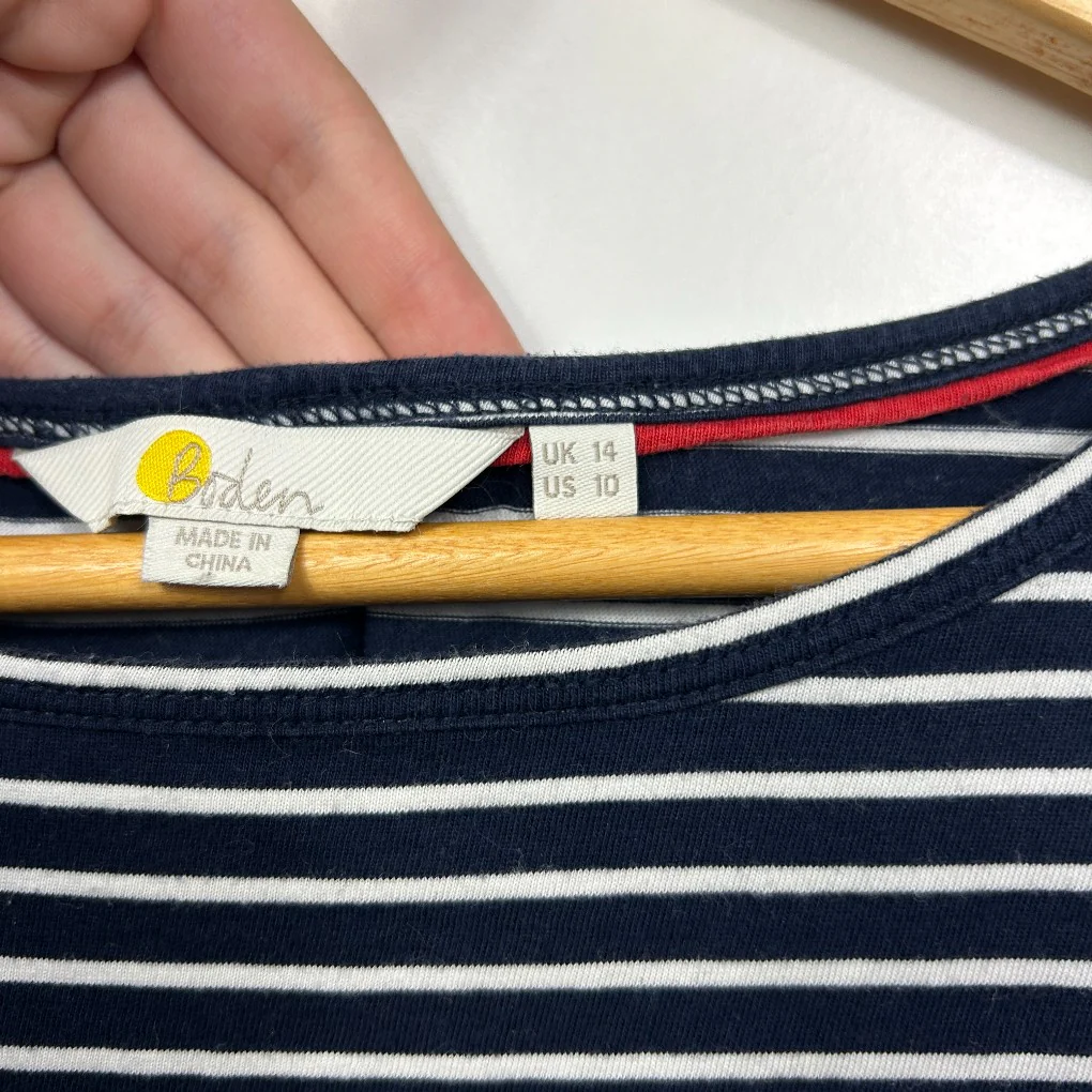 Boden Navy Striped T-shirt - Size 14 - Image 3