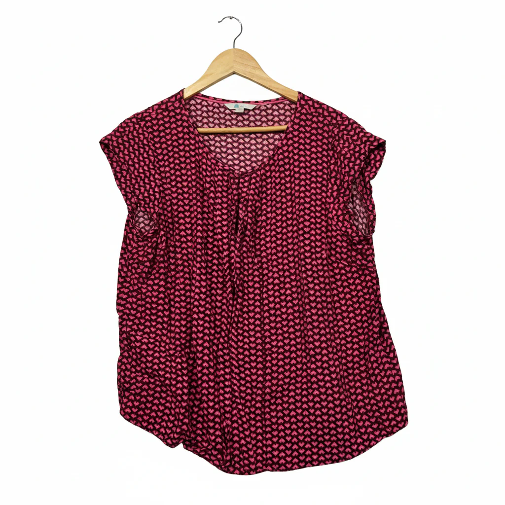 Boden Pink Geometric Print Top - Size 16