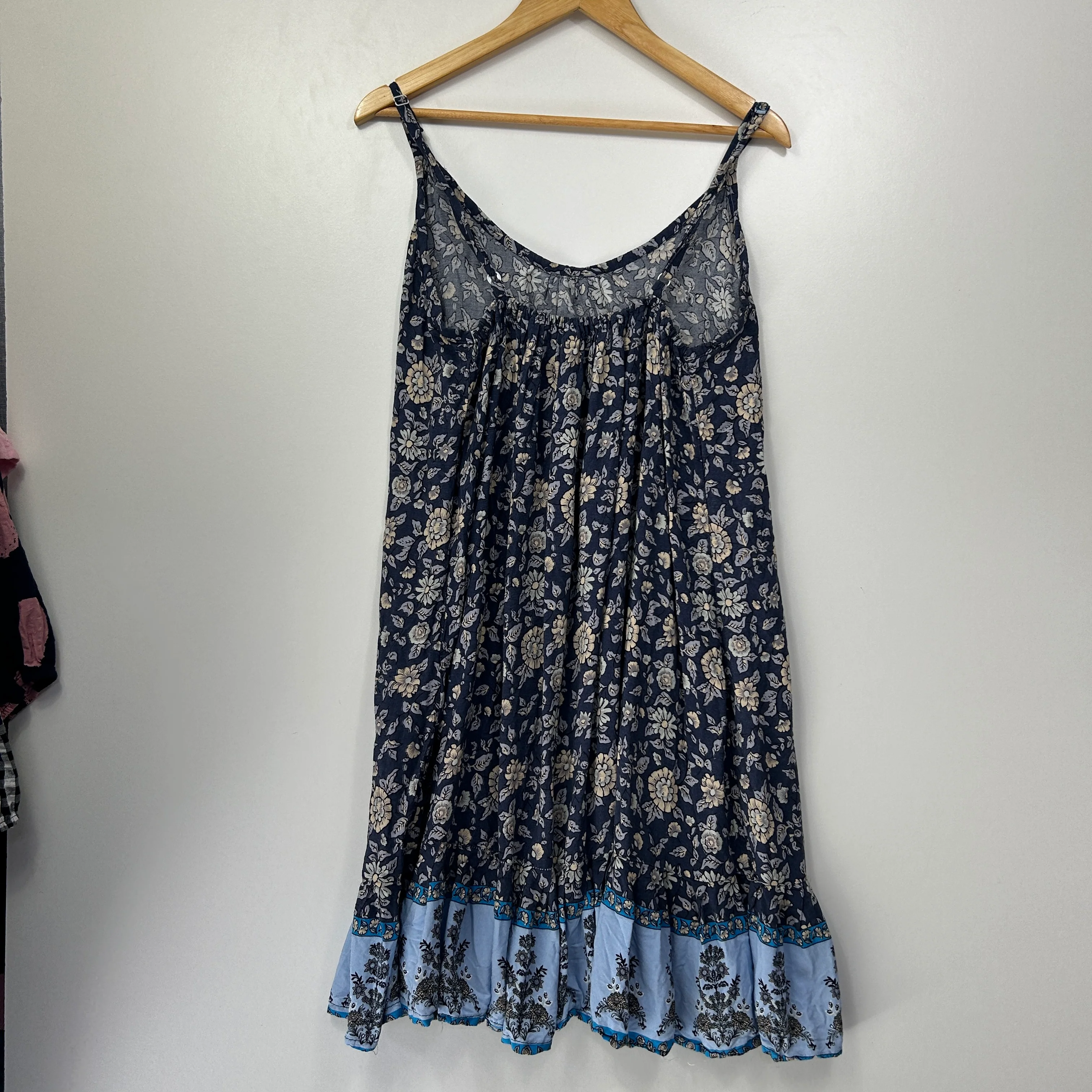 Boho Navy & Blue Floral Print Slip Dress - One Size - Image 4