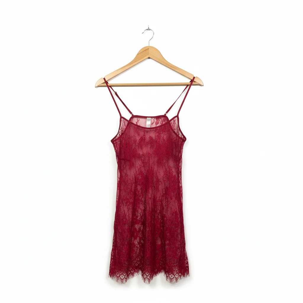 Bras N Things Red Lace Chemise with Adjustable Straps - Size 12